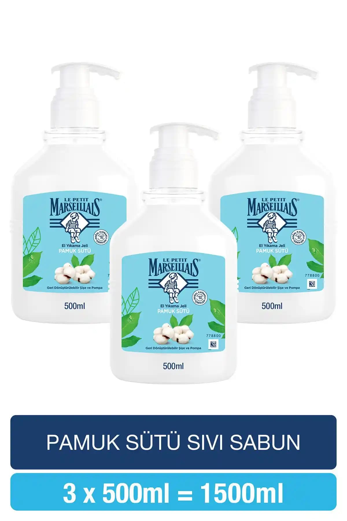 Le Petit Marseillais Pamuk Sütlü Sıvı Sabun Doğal İçerik ve Ferah Koku ile Günlük Bakım