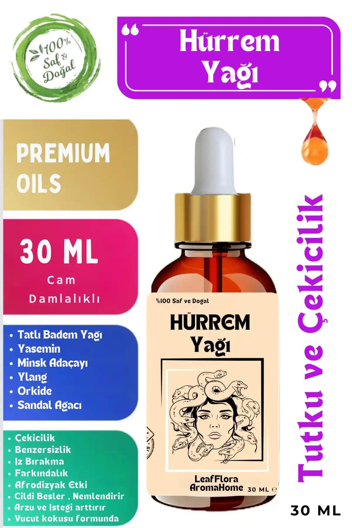 LeafFlora AromaHome Hürrem Yağı Doğal Esansiyel Yağlar ve Afrodizyak Etkisiyle Güzellik Sırrı
