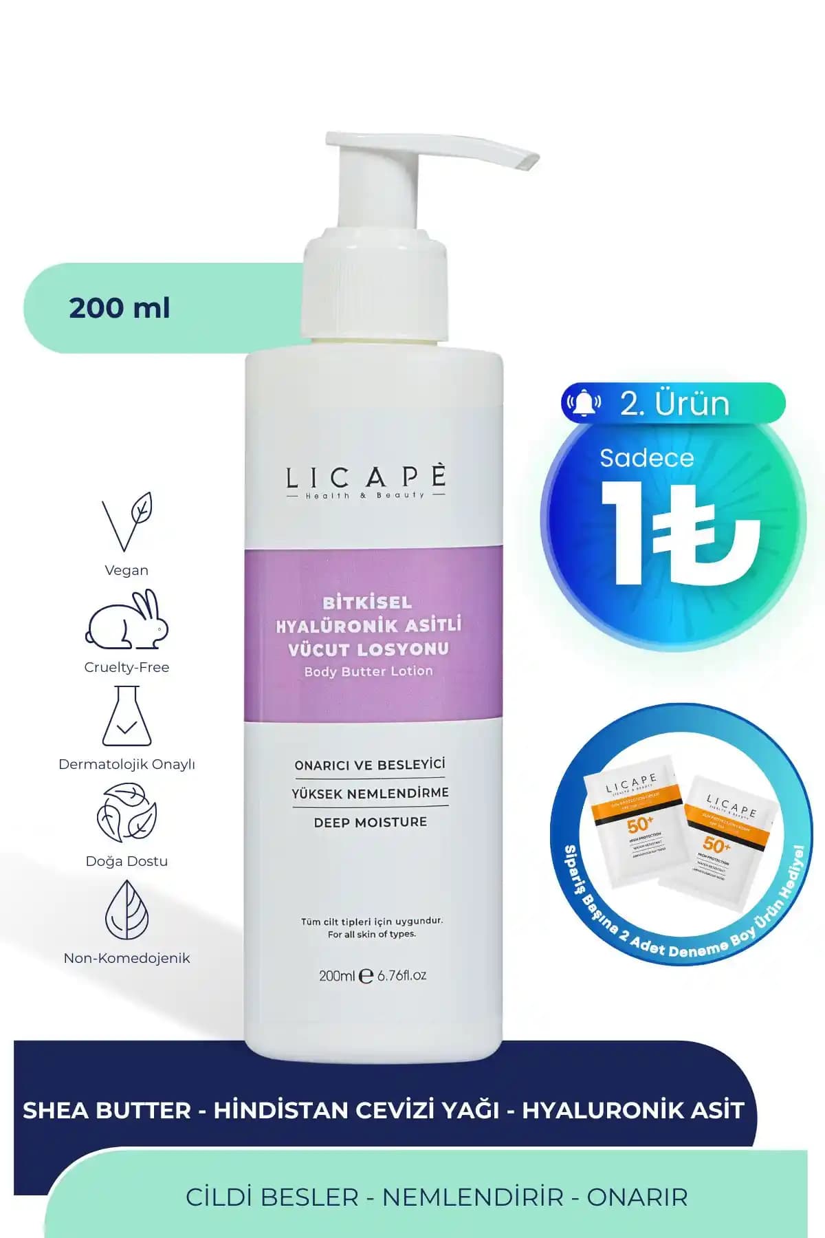Licape Bitkisel Hyaluronik Asitli Vücut Losyonu Doğal ve Vegan Nemlendirici Çözüm