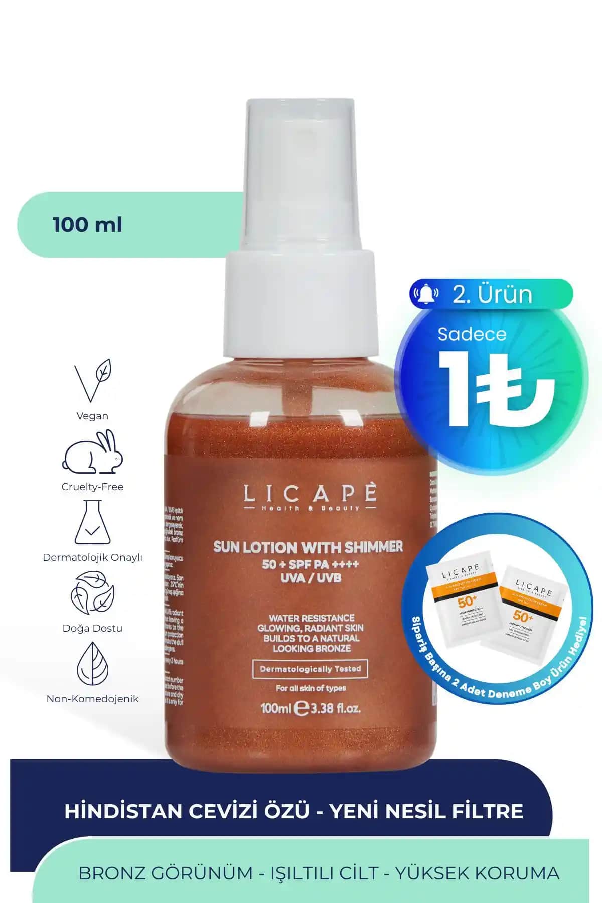 Licape Yüksek Koruma Güneş Kremi: SPF 50+ ile Güçlü Koruma ve Parlaklık Sağlar