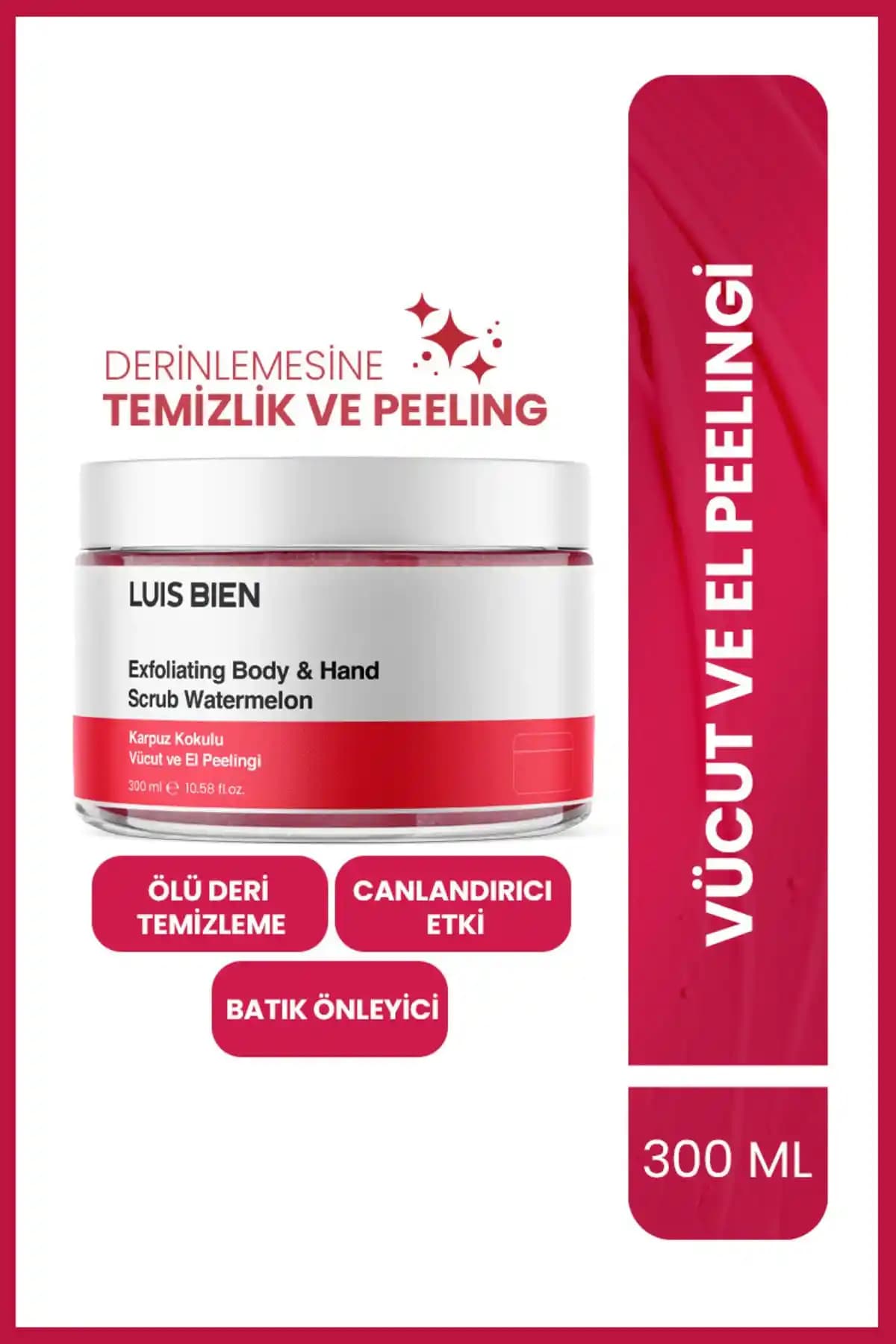 Luis Bien Karpuz Özlü Vücut Peelingi Doğal İçeriklerle Cilt Yenileme ve Pürüzsüzleştirici