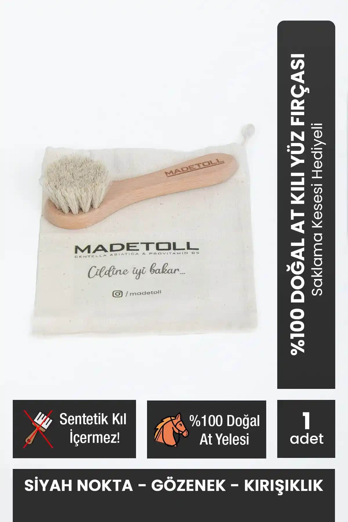 Madetoll %100 Doğal At Kılı Yüz Fırçası ile Hassas ve Etkili Cilt Temizliği