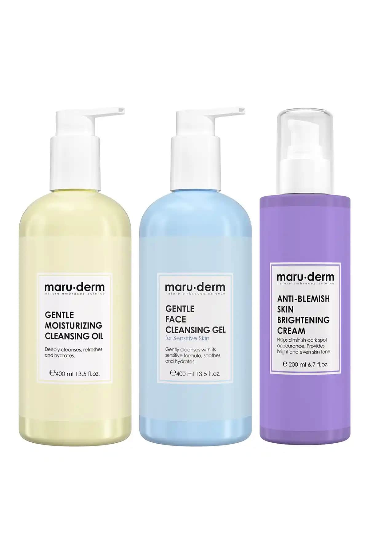 Maru.Derm 3'lü Cilt Bakım Seti Hassas ve Etkili Temizlik için Uygun Seçenek