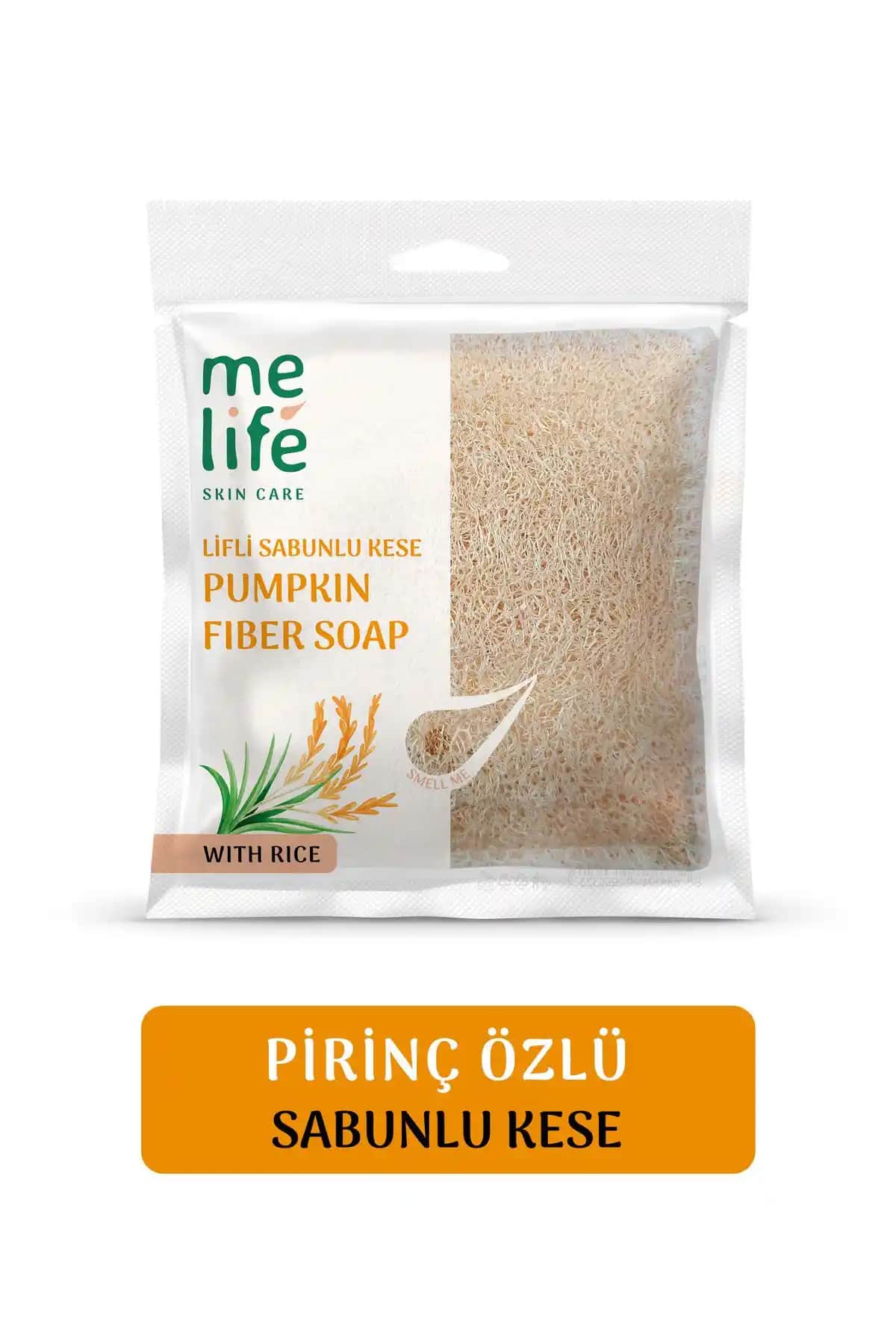 MELIFE Doğal Kabak Lifli Sabunlu Kese Pirinç Özlü Cilt Bakım Ürünü