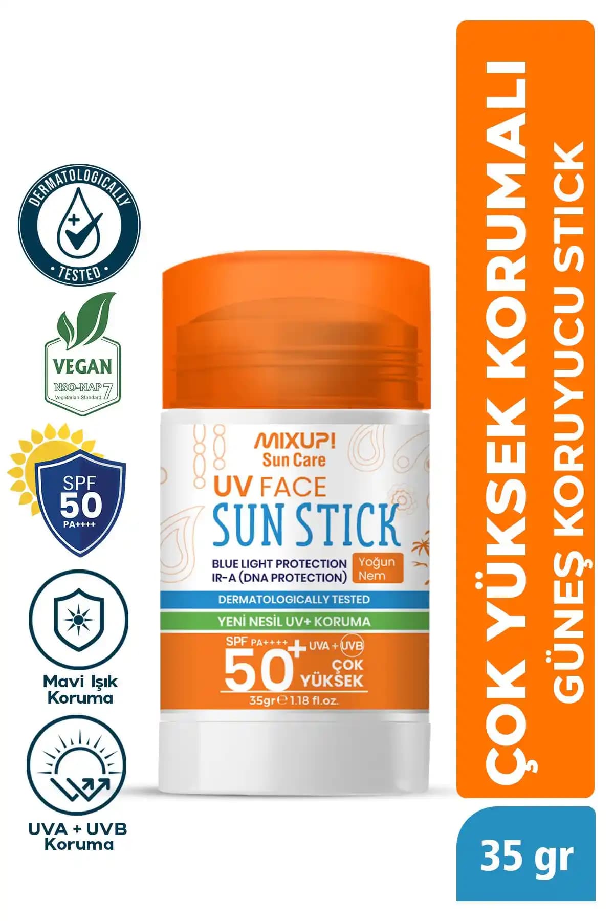 Mixup Mineral Filtreli Leke Karşıtı Güneş Koruyucu Stick SPF 50+ Doğal ve Vegan Formül