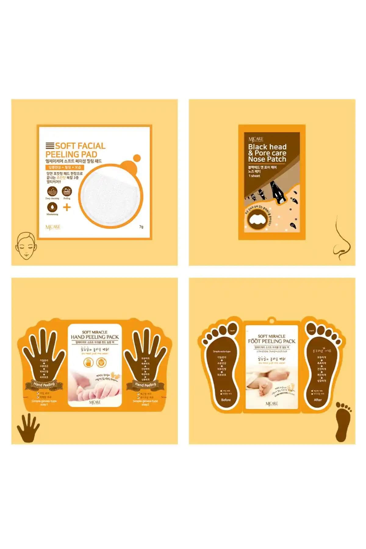 Mjcare 4'lü Peeling Seti: Cilt Temizliği ve Yenilenmesi İçin Günlük Kullanım Ürünü