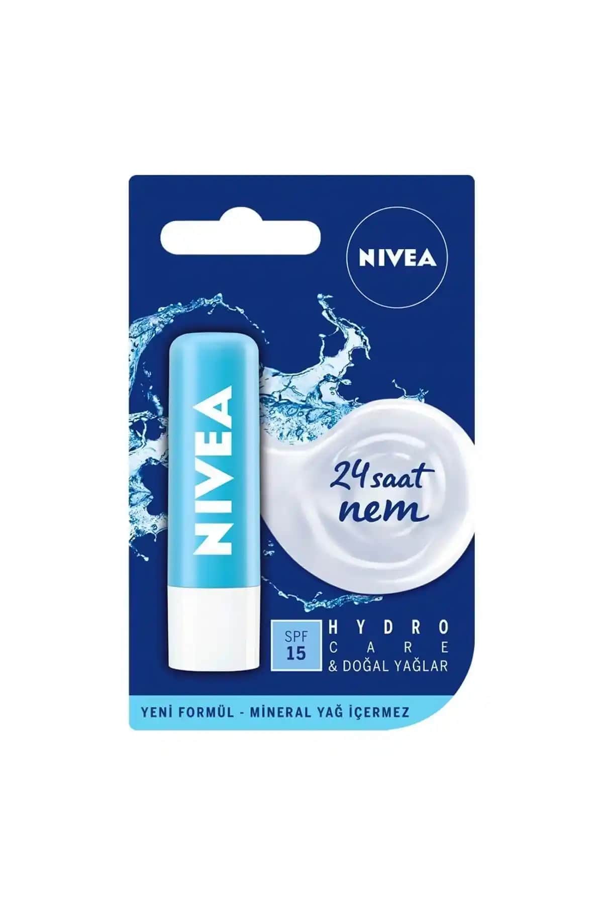 NIVEA Lip Stick Hydro Care 15 SPF Dudaklar İçin Güçlü Koruma ve Nemlendirme Sağlar