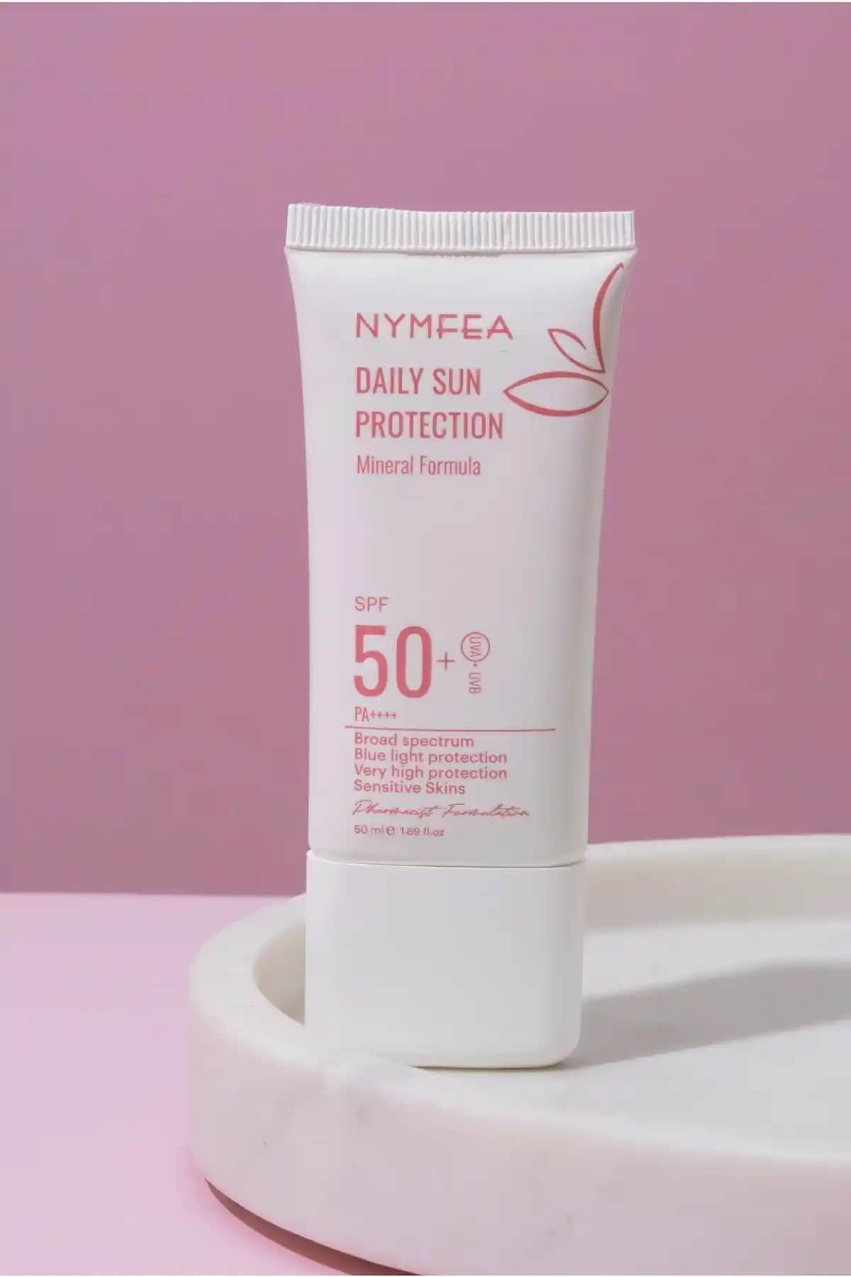 Nymfea Mineral Güneş Koruyucu SPF50 PA Hassas ve Parlak Cilt İçin Güçlü Koruma