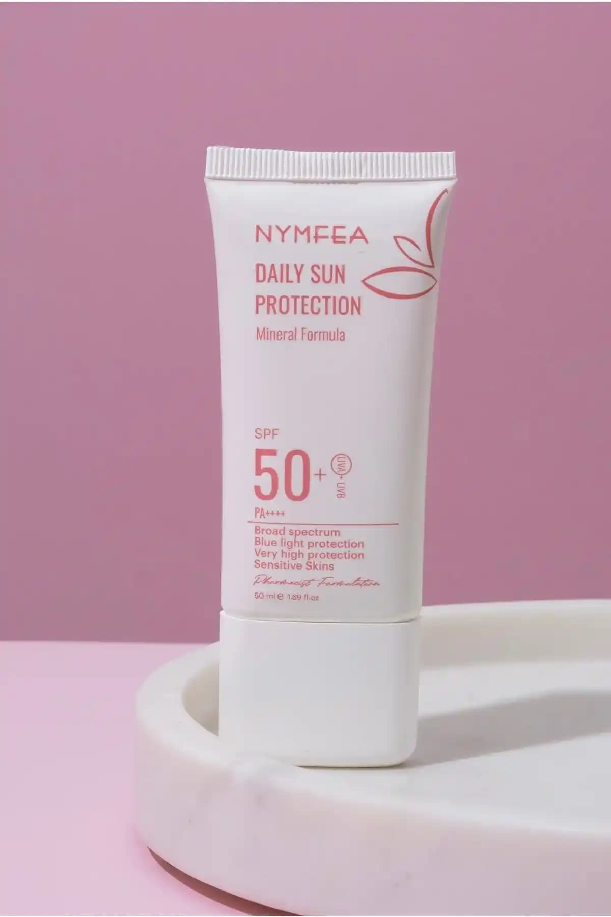 Nymfea Mineral Güneş Koruyucu SPF50 PA Hassas ve Parlak Cilt İçin Güçlü Koruma