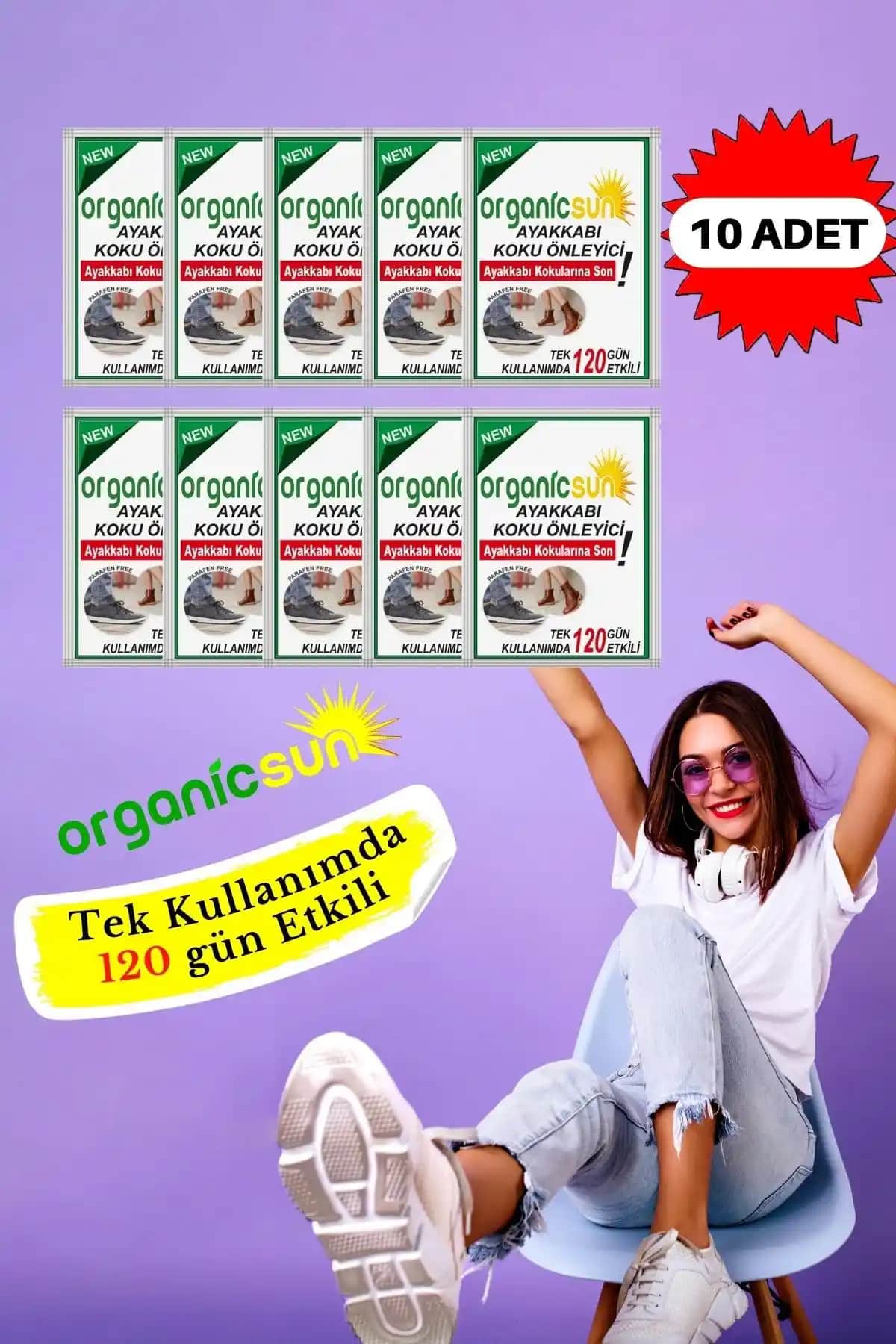 Organicsun 10'lu Ayakkabı Koku Önleyici Toz ile Hijyen ve Ferahlık Sağlayın