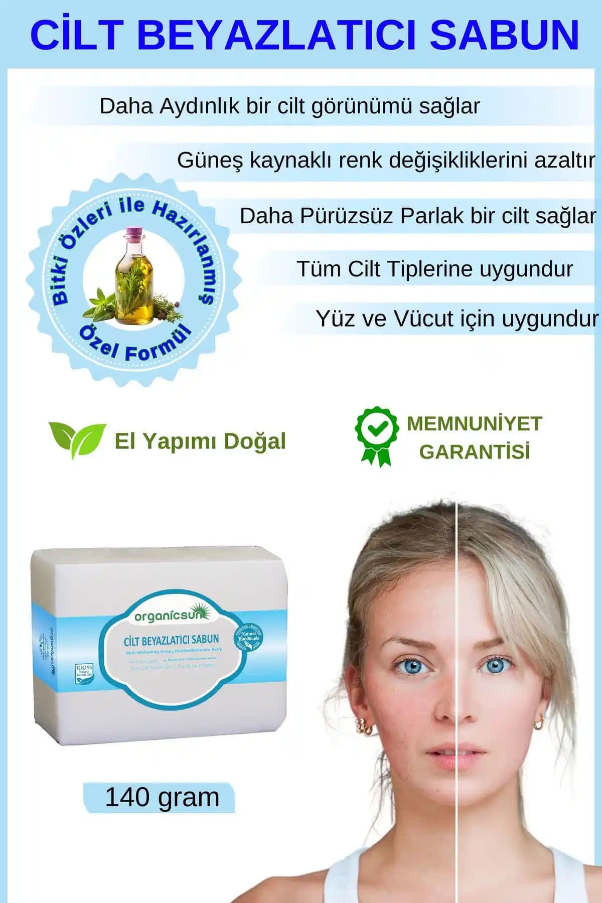 Organicsun Doğal Cilt Beyazlatıcı Sabun ile Parlak ve Denge Cilt Bakımı
