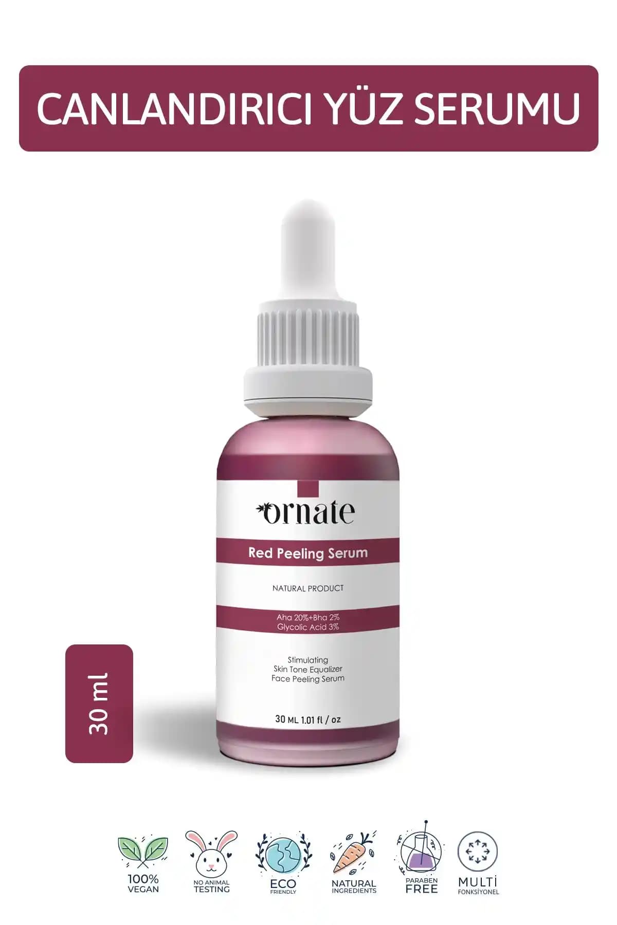 ORNATE Canlandırıcı Leke Karşıtı Yüz Peeling Serumu: Cilt Yenileme ve Parlaklık Sağlayan Formül