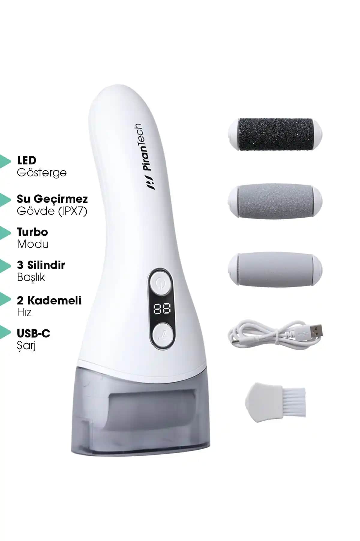 Pirantech BCM-1138T LED Ekranlı Su Geçirmez Turbo Modlu Ayak Bakım Cihazı