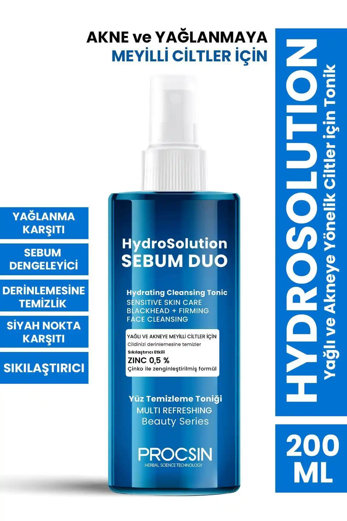 PROCSIN Hydrosolution Yağlı ve Akneye Yönelik Tonik: Derinlemesine Cilt Temizliği ve Sıkılaştırma