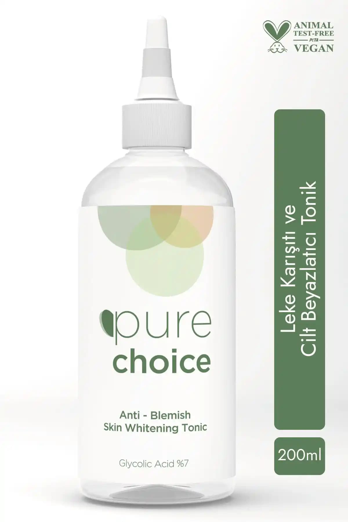 Pure Choice Leke Karşıtı Cilt Beyazlatıcı Tonik Geniş Cilt Tipleri İçin Doğa Dostu Çözüm