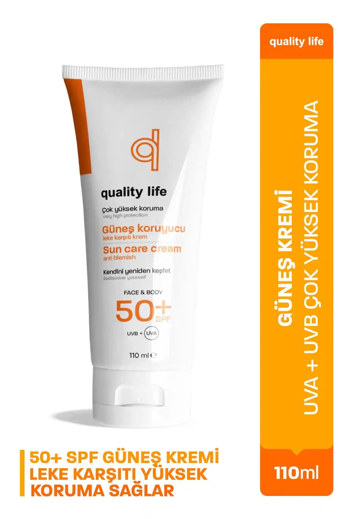 Quality Life Güneş Kremi 50+ SPF ile yüksek koruma ve cilt bakımı sağlar