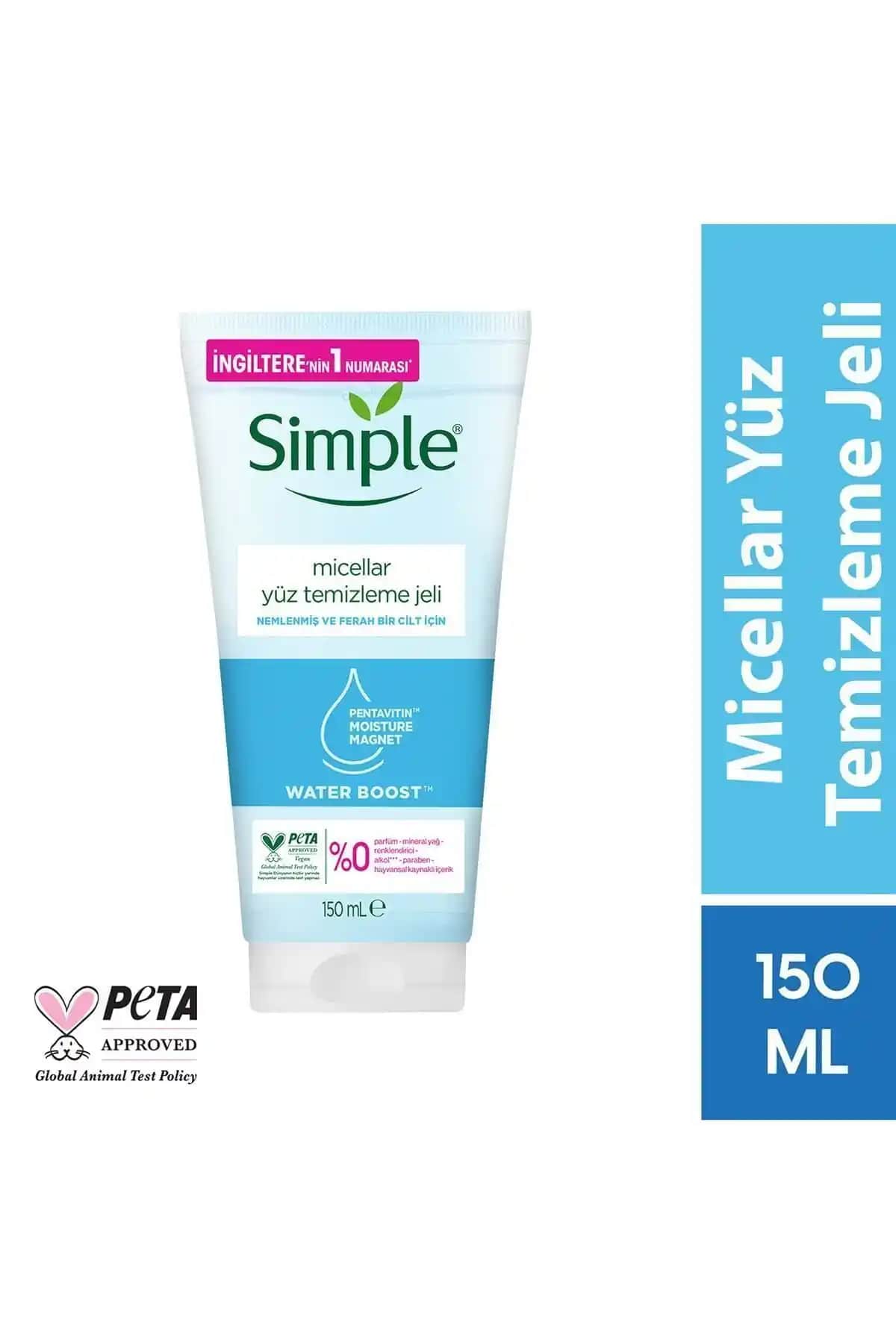 Simple Water Boost Micellar Yüz Temizleme Jeli: Hassas ve Kuru Ciltler İçin Nemlendirici Temizlik Çözümü