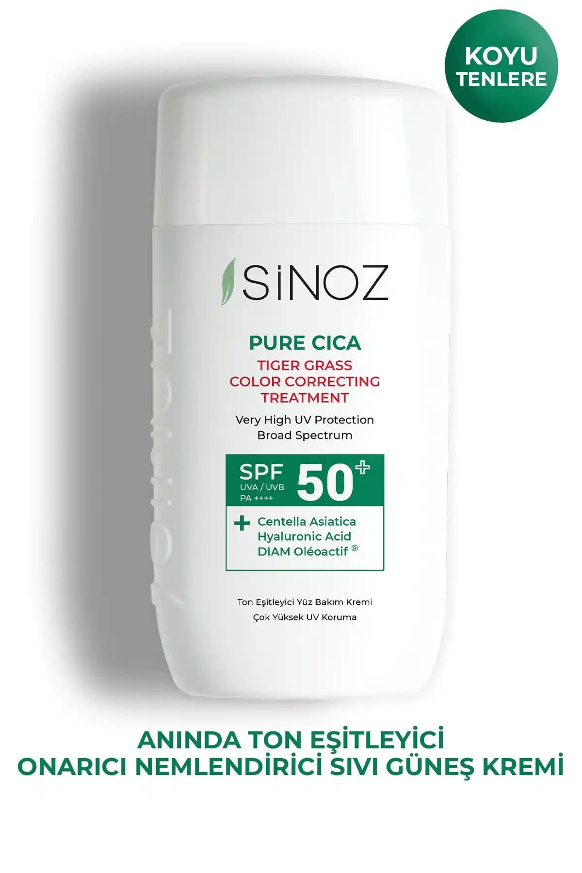 Sinoz Pure Cica Tiger Grass Yüz Bakım Kremi SPF50 ile Günlük Cilt Koruma ve Ton Eşitleyici