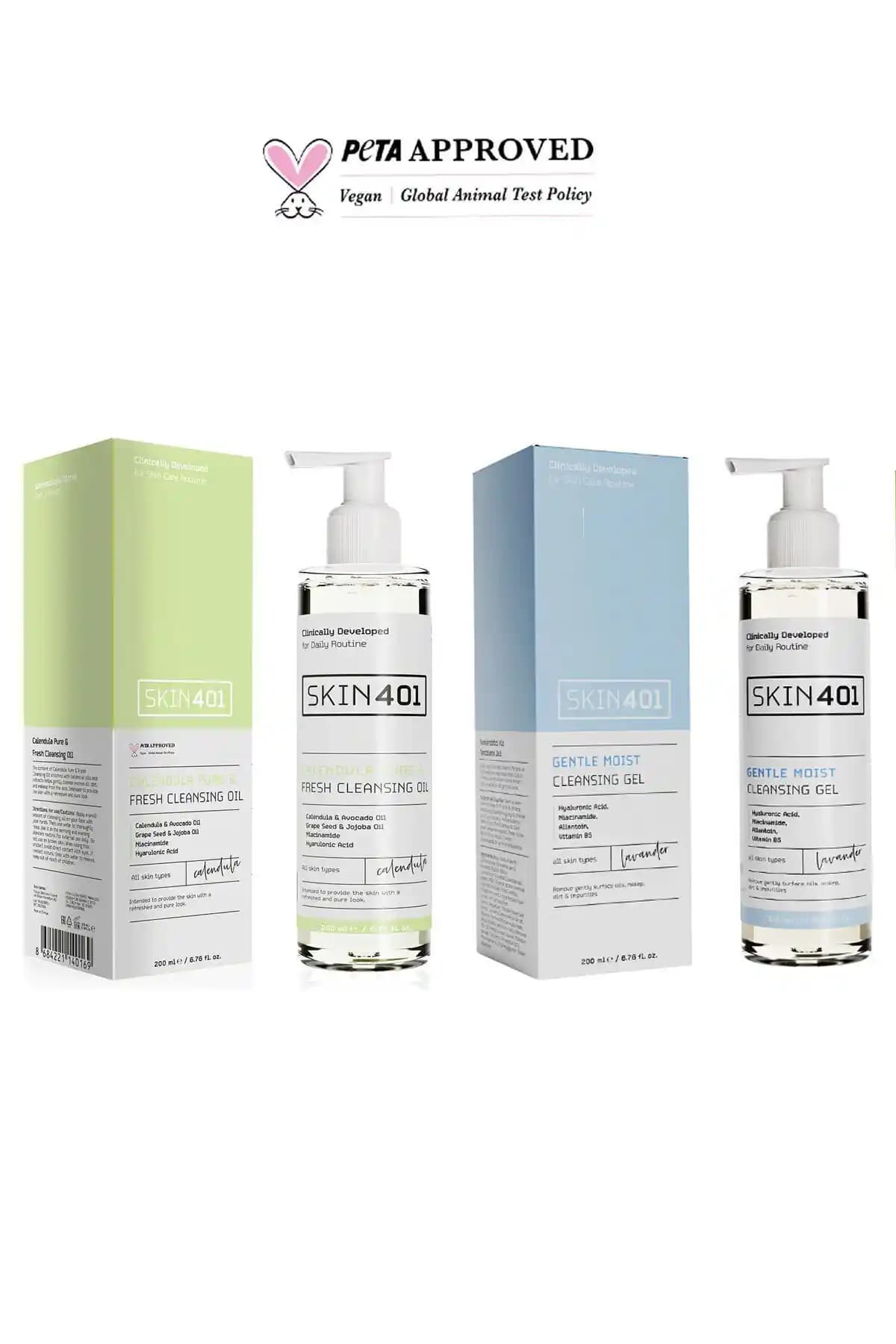 Skin401 Çift Aşamalı Yüz Temizleme Rutini Tüm Cilt Tipleri İçin Etkili ve Doğal Bakım Seçeneği