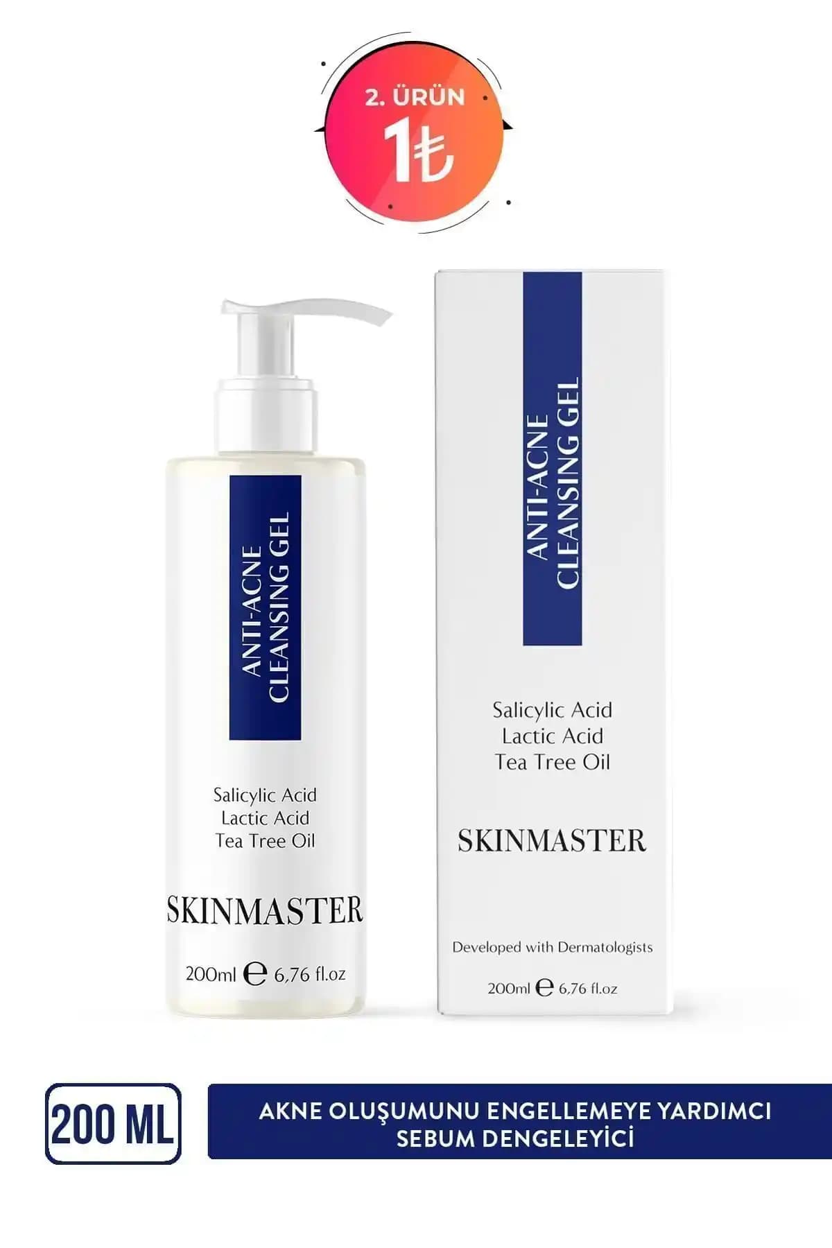 SkinMaster Akne ve Siyah Nokta Karşıtı Sebum Dengeleyici Yüz Temizleme Jeli