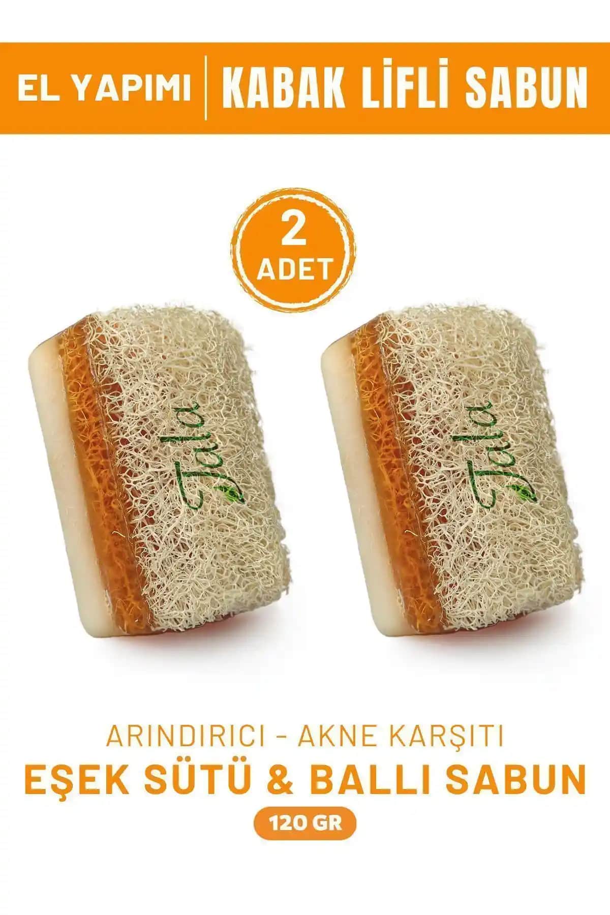 Tala %100 El Yapımı Doğal Kabak Lifli Ballı Eşek Sütü Sabunu Cilt Temizliği ve Ferahlık