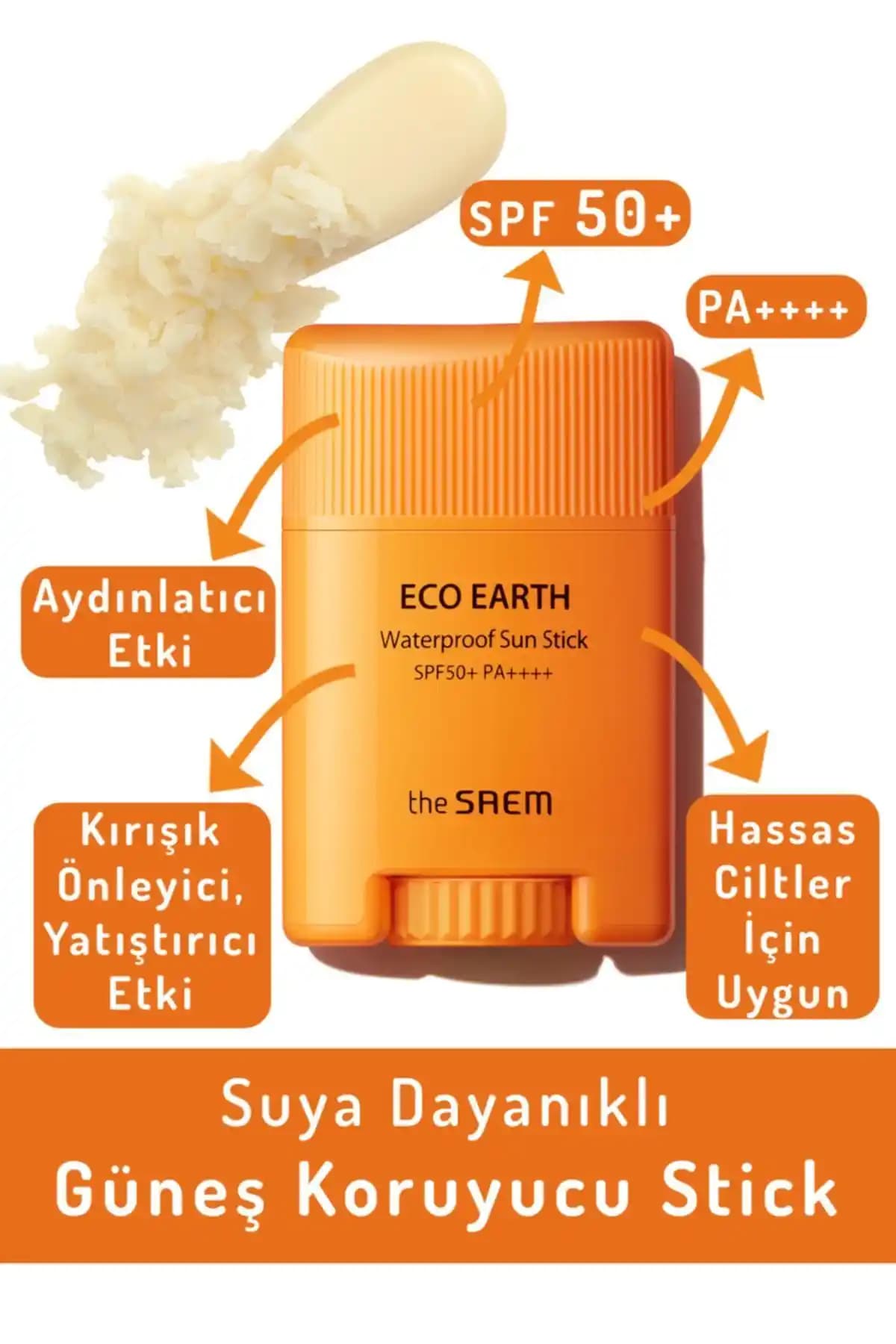 The Saem Suya Dayanıklı Güneş Koruyucu Stick 17 Gr ile yüksek koruma ve pratik kullanım