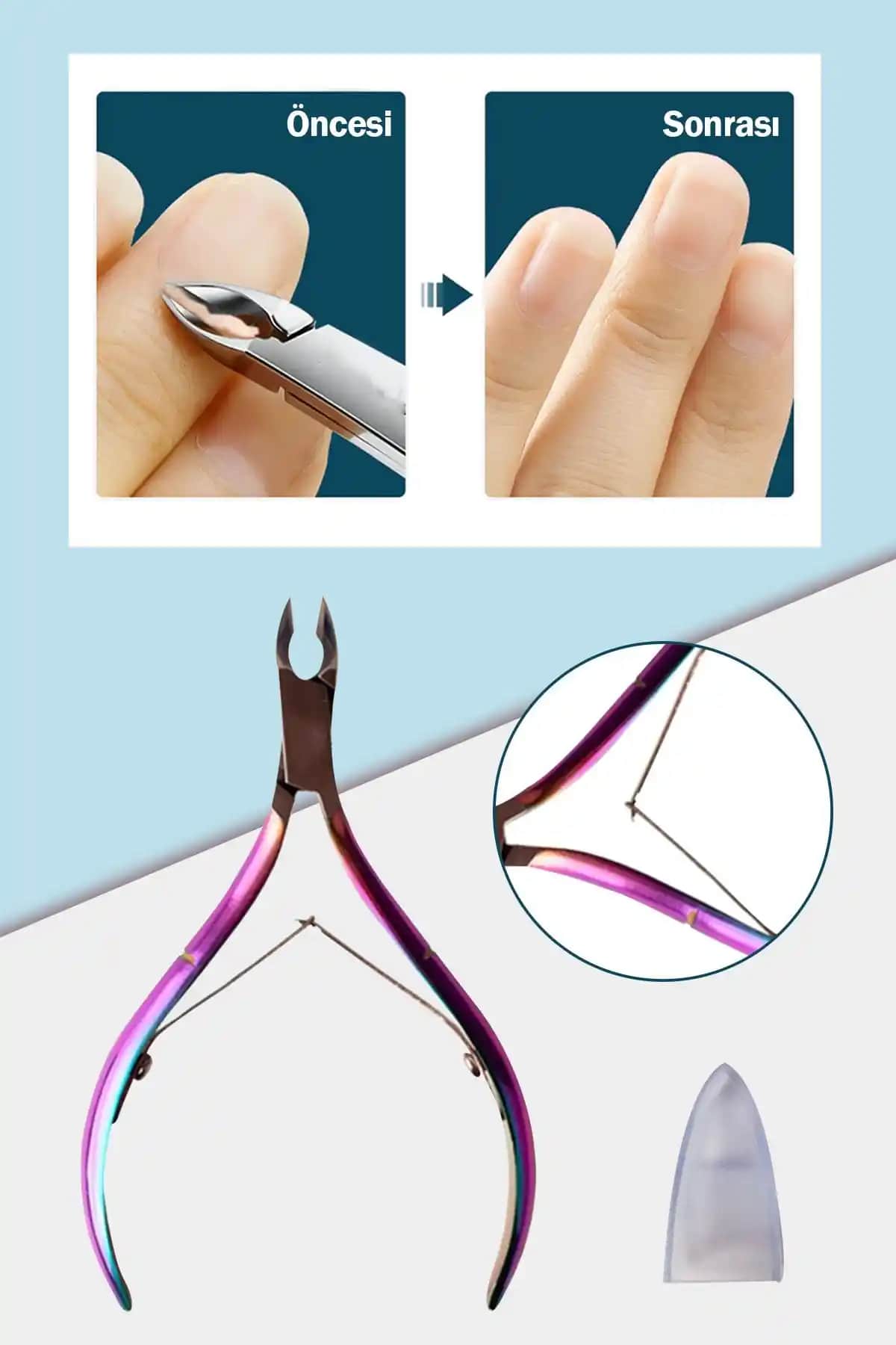 Uniquem İnce Ağız Manikür Pens Rainbow Cobalt Profesyonel Tırnak Kesici XL16