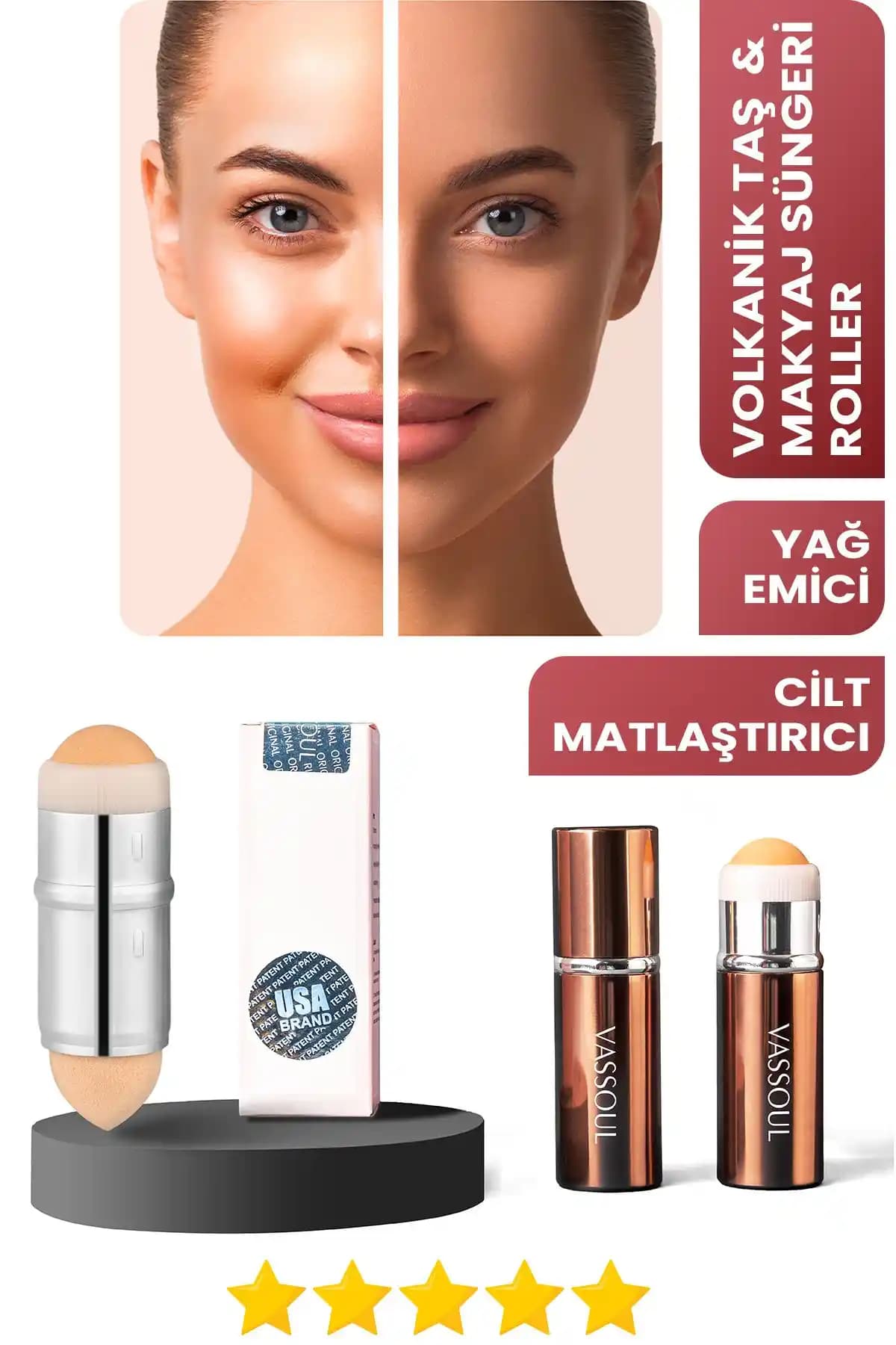 Vassoul Volkanik Taş Yüz Roller ve Makyaj Süngeri: Doğal Cilt Bakımında Yenilikçi Çözümler