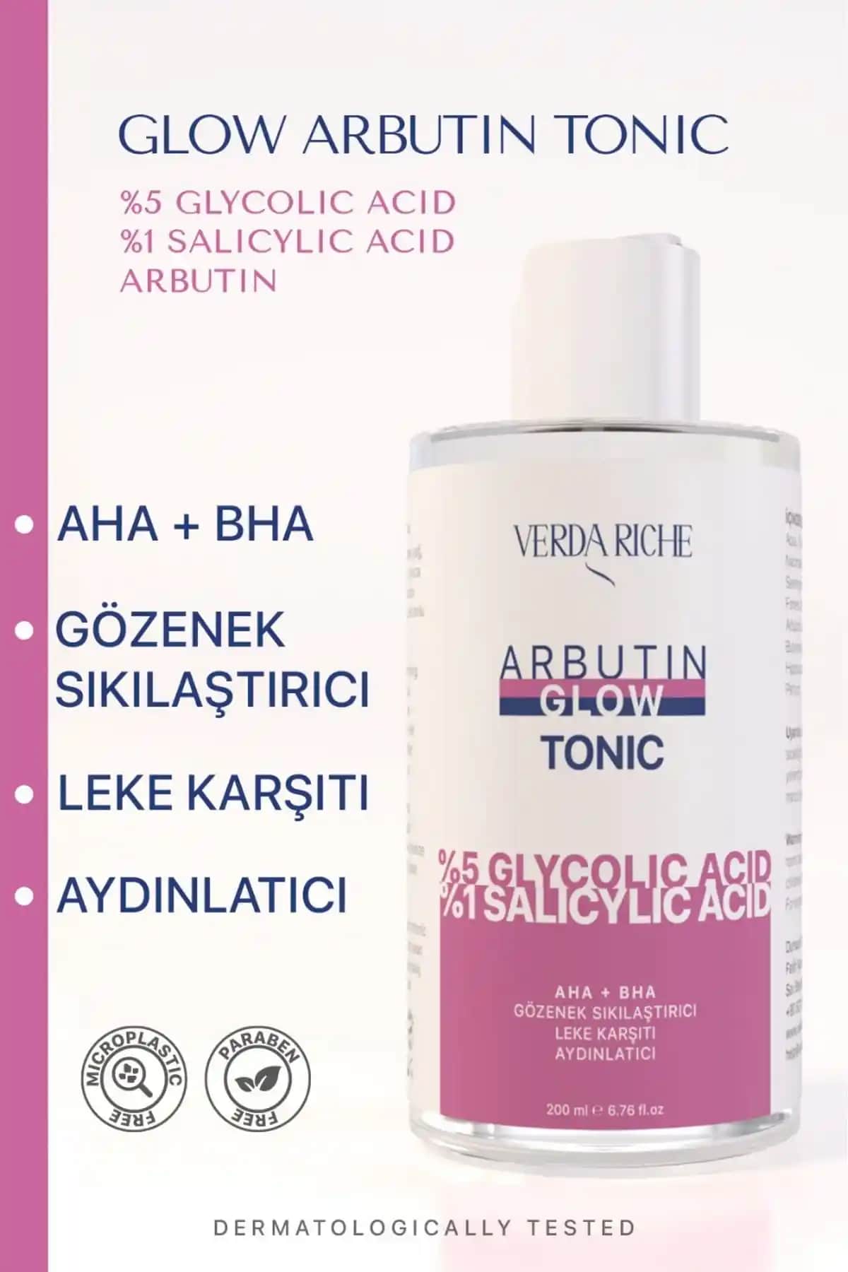 Verda Riche Gözenek Sıkılaştırıcı ve Leke Karşıtı AHA+BHA Glow Tonik Ürün Özellikleri ve Faydaları