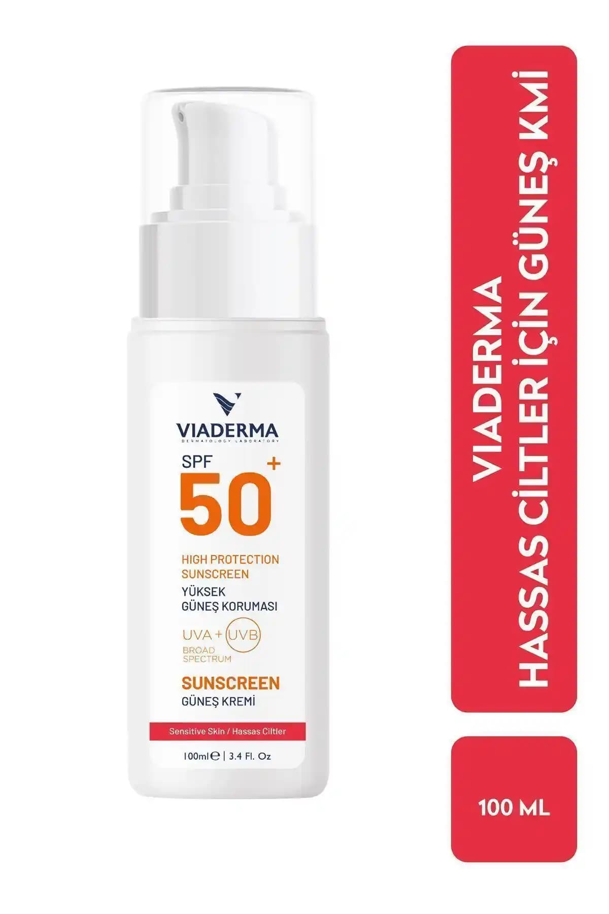 Viaderma SPF+50 Hassas ve Kuru Ciltler İçin Yüksek Koruma Sağlayan Güneş Kremi