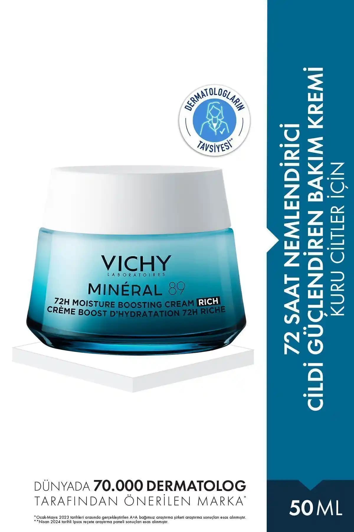 Vichy Mineral 89 Nemlendirici Krem: Hassas ve Kuru Ciltler İçin Güçlendirici Bakım
