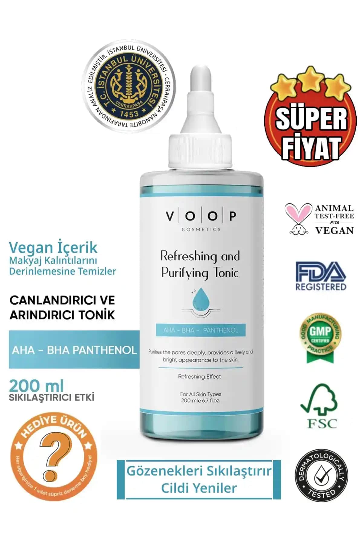 VOOP Canlandırıcı ve Arındırıcı Tonik: Derinlemesine Temizlik ve Gözenek Sıkılaştırıcı Etkili Cilt Bakım Ürünü
