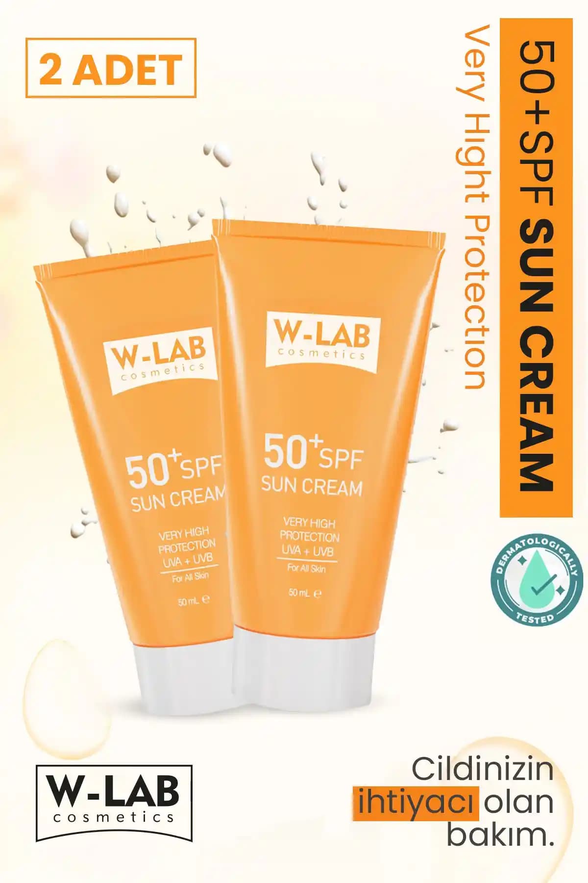 W-Lab Kozmetik 50+ SPF Güneş Koruyucu Kremi Cilt Sağlığını Koruyan Etkili Formül