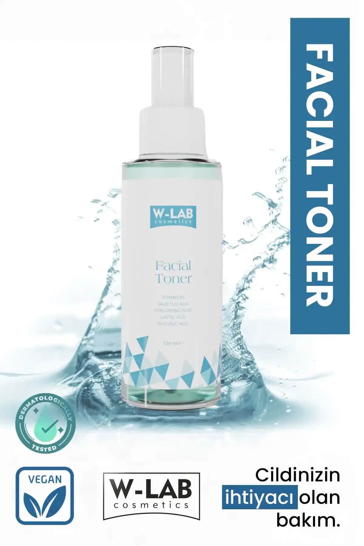W-Lab Kozmetik Facial Toner 150 ml Cilt Temizliği ve Ferahlatıcı Etki Sağlar