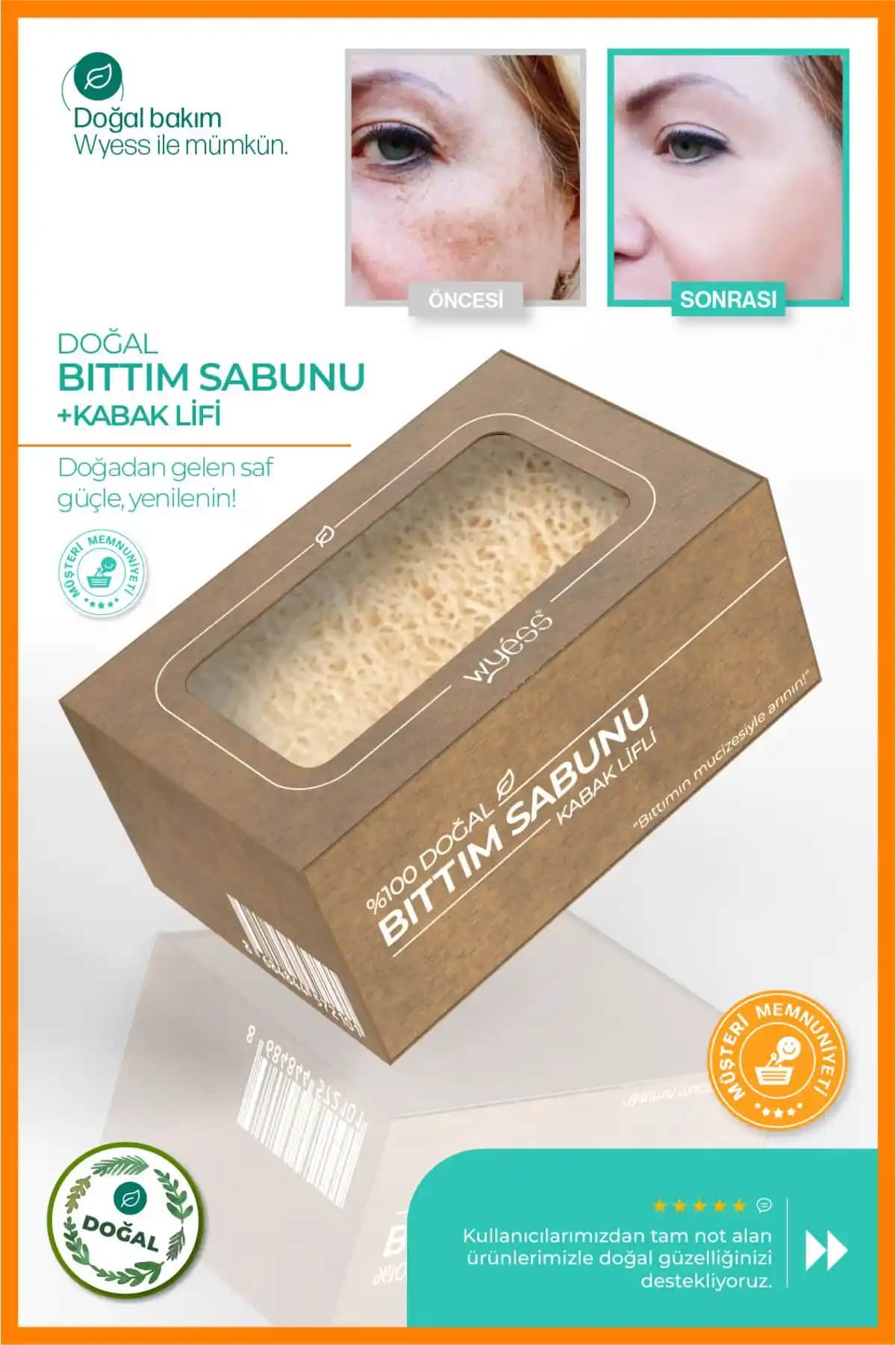 Wyess Doğal Kabak Lifli Bıttım Sabunu 120 gr – Cilt ve Saç Sağlığı İçin Doğal Temizlik Ürünü