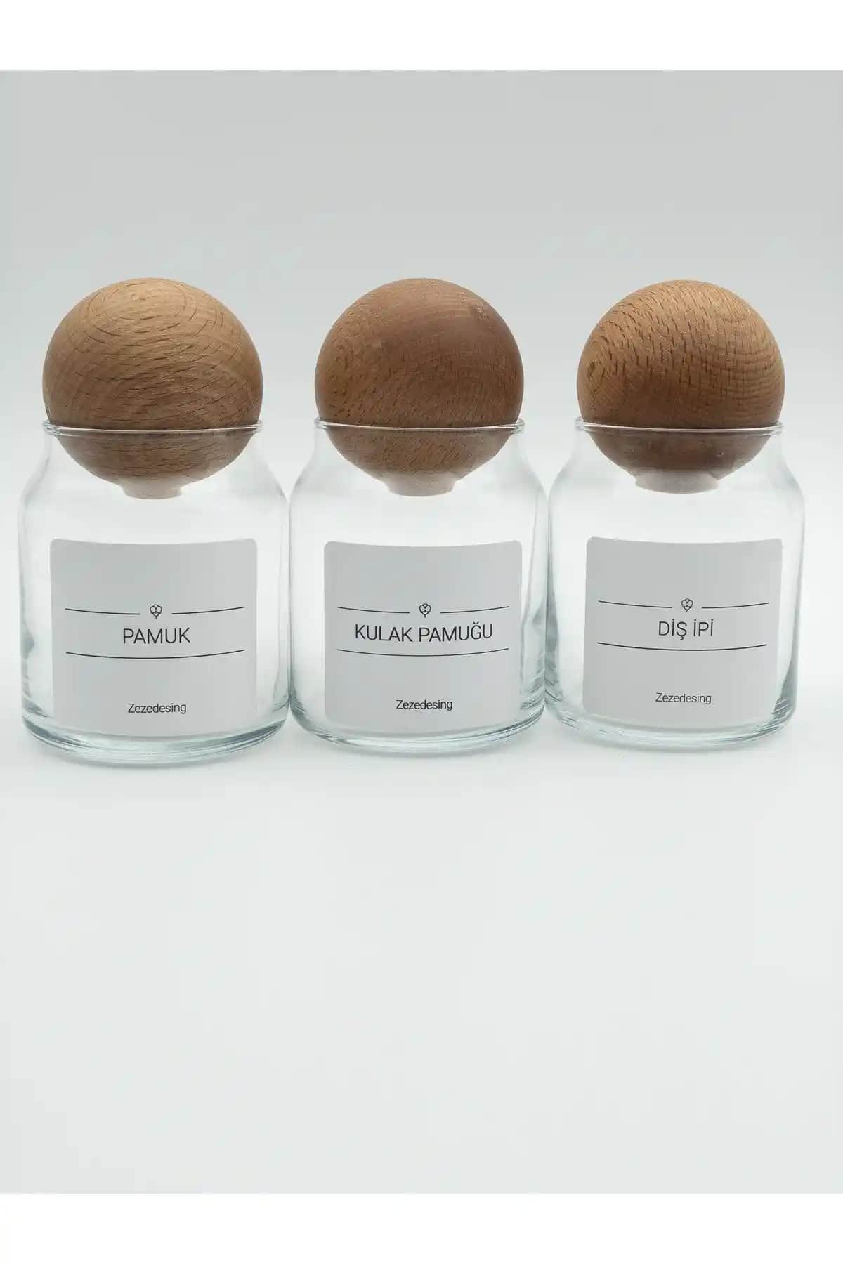Zezedesing Dekoratif Ahşap Top Kapak Kavanoz 300ml - Şık ve Fonksiyonel Saklama Çözümü