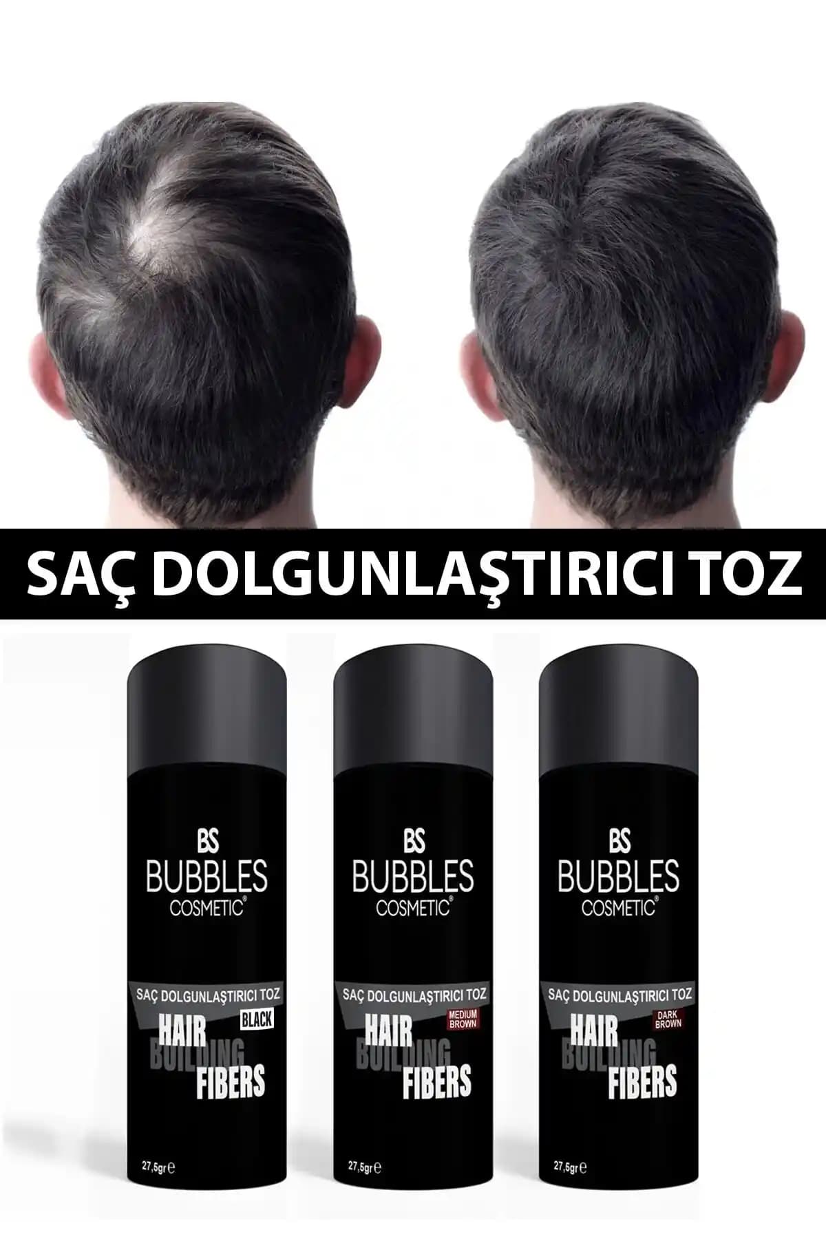 BS Bubbles Kozmetik Siyah Saç Dolgunlaştırıcı ve Kellik Kapatıcı Topik Toz 27,5 Gr