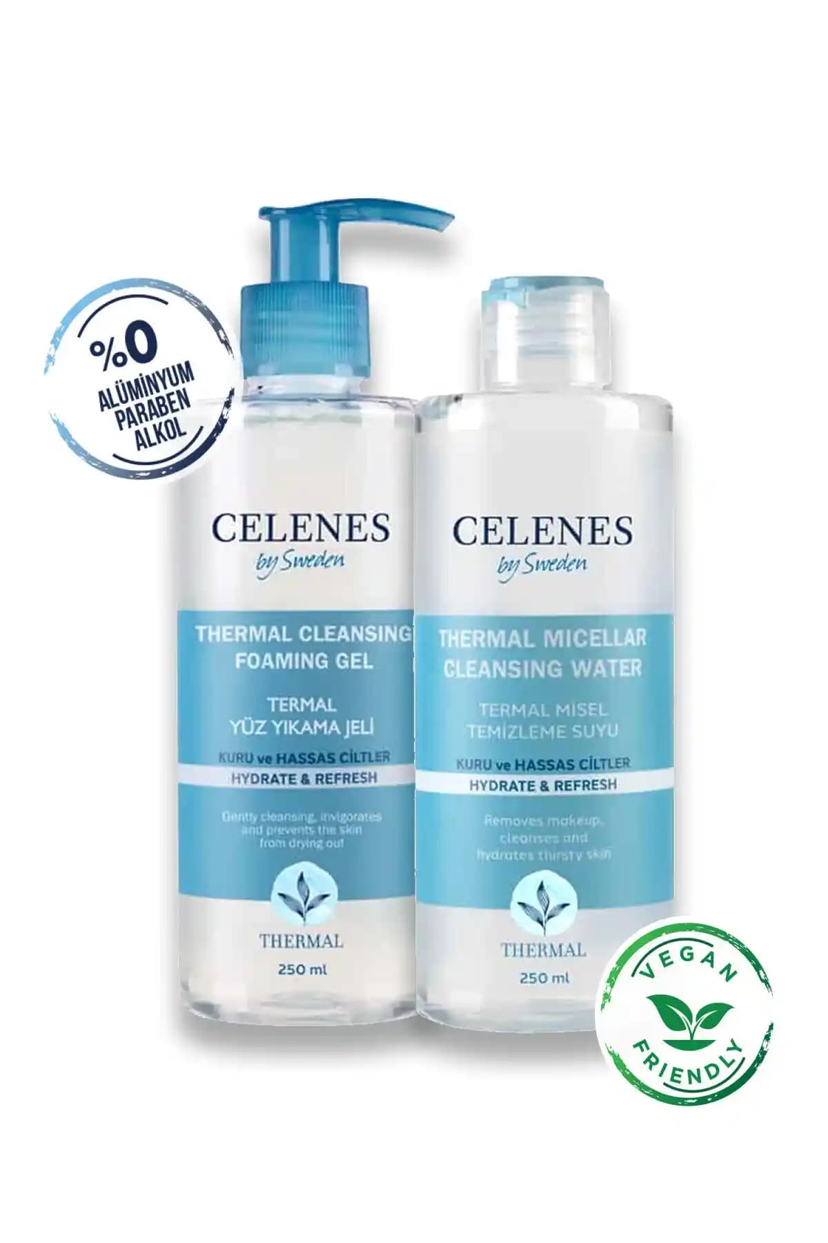 Celenes by Sweden Termal Yüz Temizleme Seti Hassas ve Kuru Ciltler İçin Doğal Bakım Çözümü