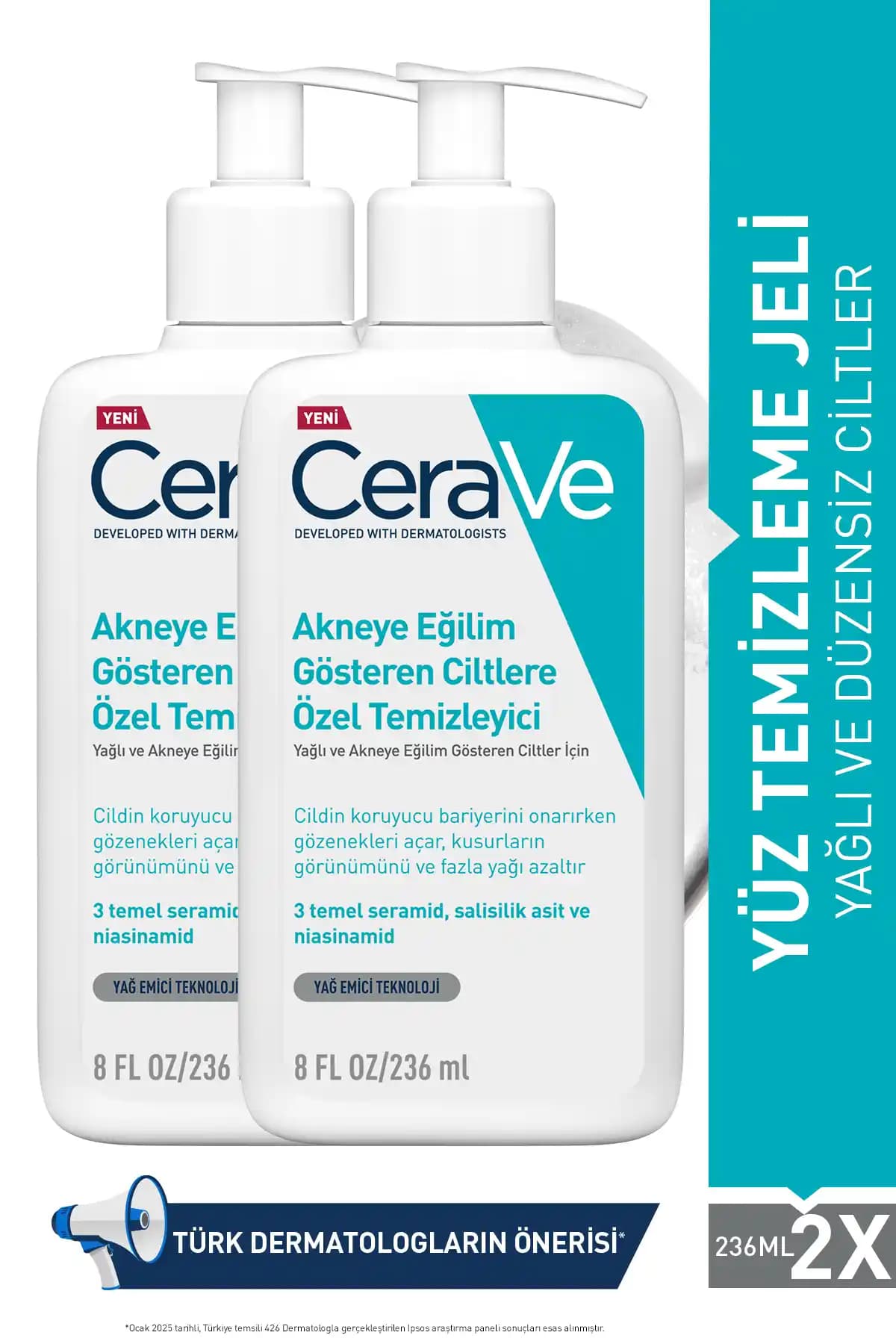 CeraVe Yağlı ve Düzensiz Ciltler İçin Yüz Temizleme Jeli: Derinlemesine Temizlik ve Nemlendirme