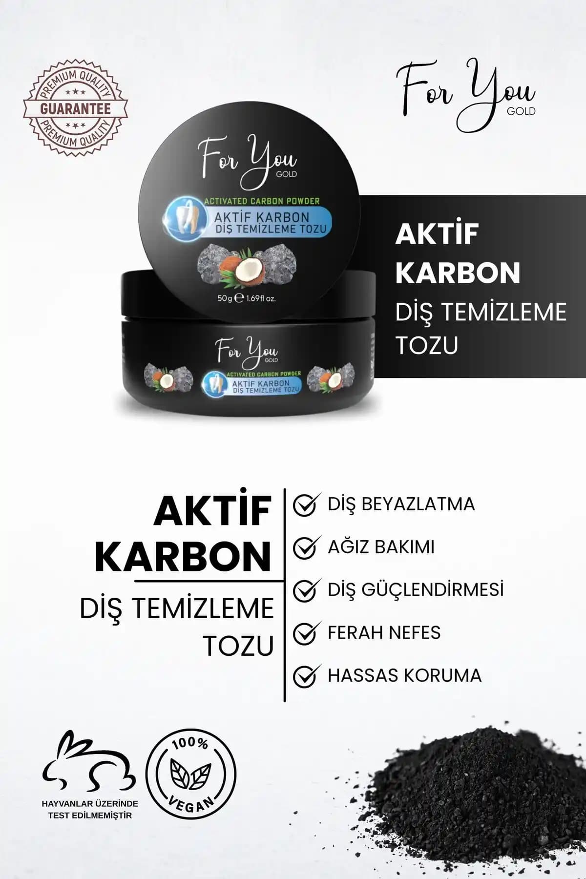 For You Gold Aktif Karbon Diş Temizleme Tozu: Doğal İçeriklerle Beyazlatıcı ve Ferahlatıcı Etki