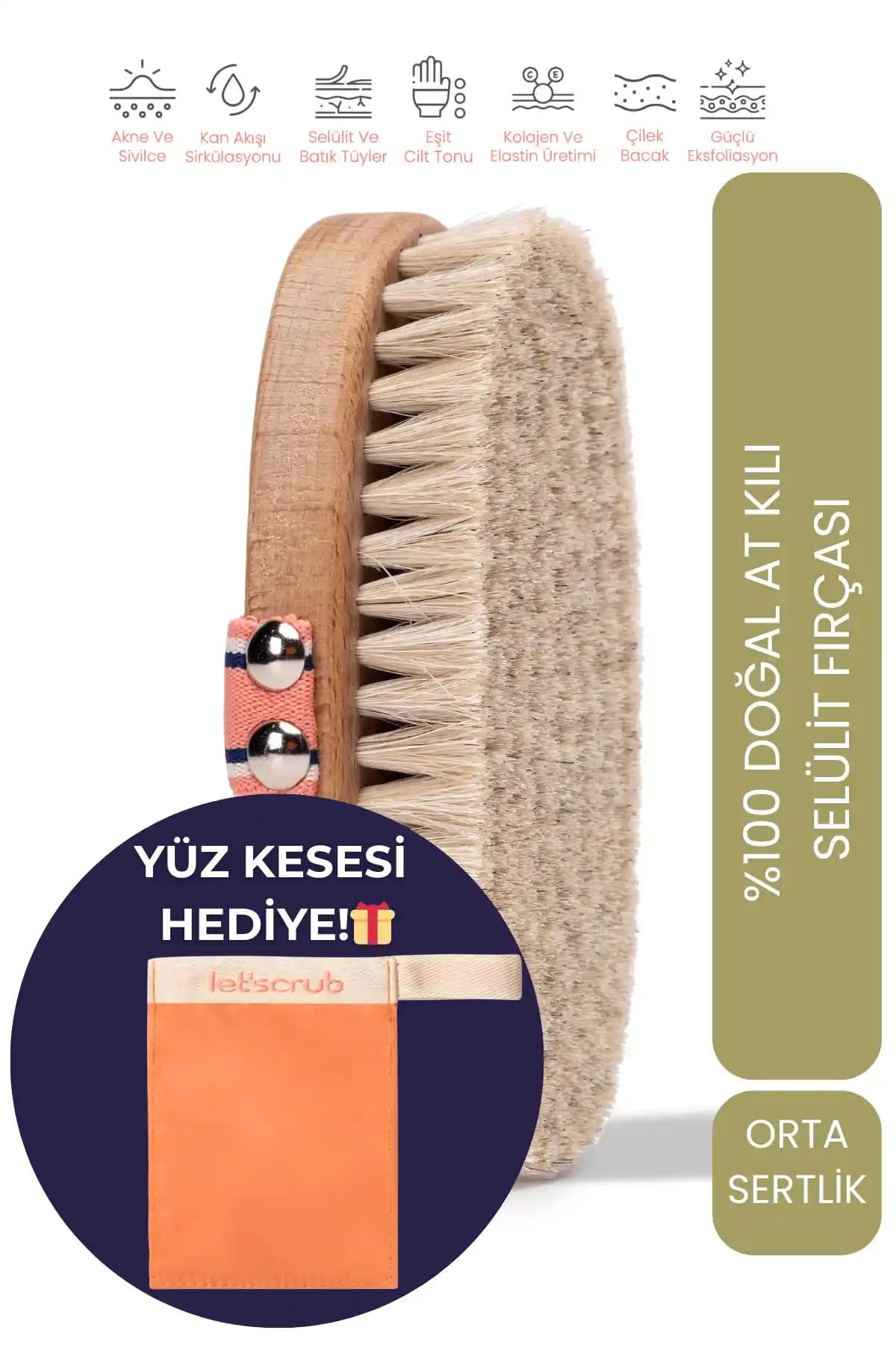 Let’scrub %100 Doğal At Kılı Selülit Fırçası ile Pürüzsüz ve Sağlıklı Ciltler İçin Etkili Çözüm