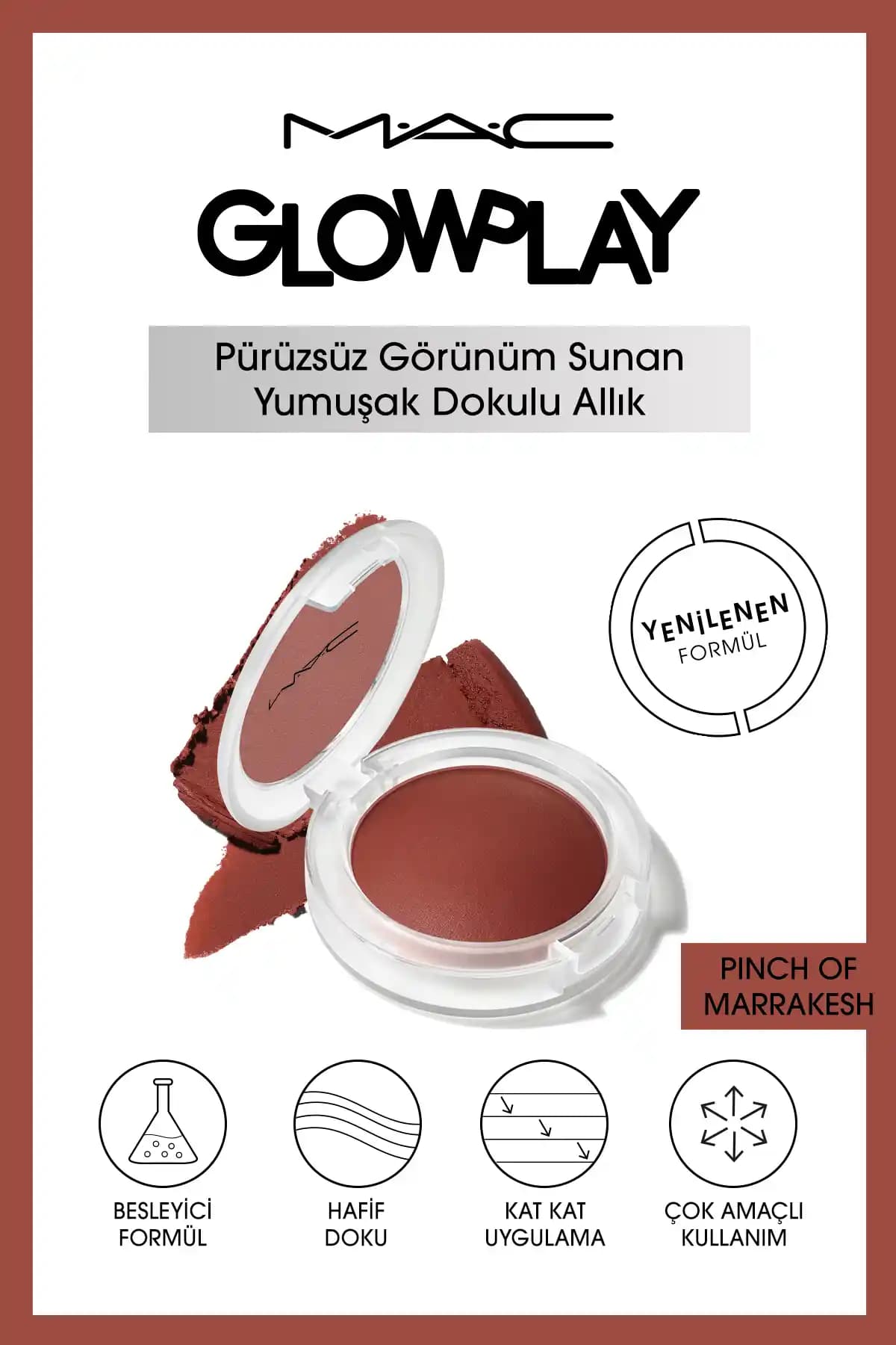 Mac Glow Play Yumuşak Dokulu Allık Pembe Tonlar ile Doğal ve Parlak Makyaj İçin Uygun