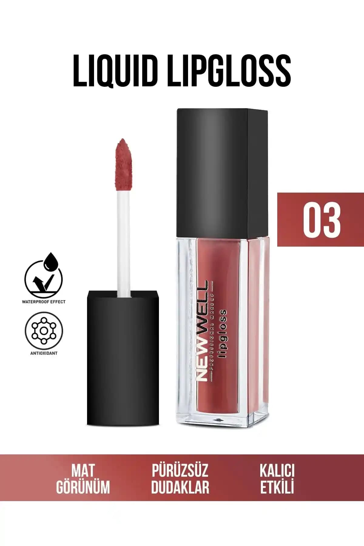 New Well Liquid Lipgloss 03: Doğal ve Kalıcı Dudak Parlaklığı Sağlayan Makyaj Ürünü