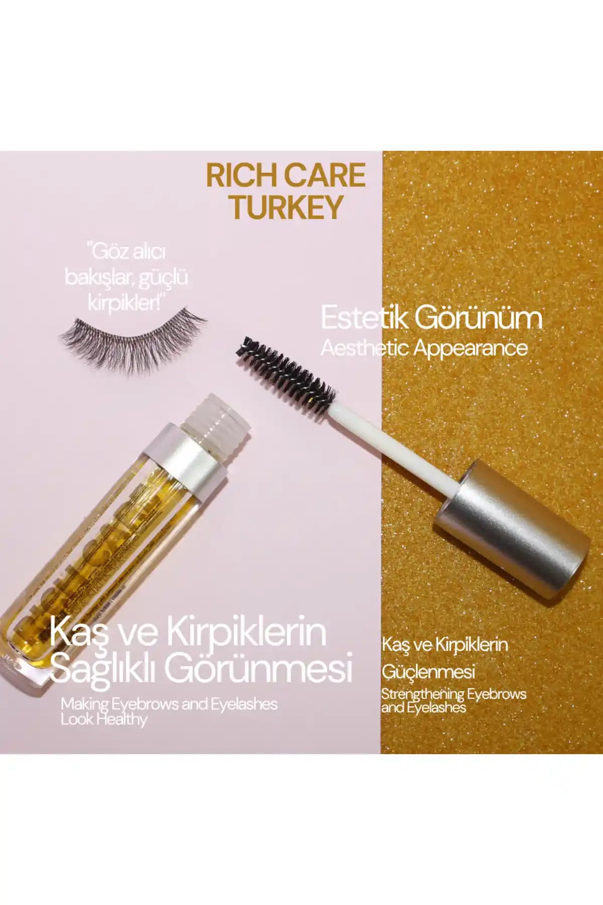 RİCH CARE Kaş ve Kirpik Serumu Doğal İçeriklerle Güçlendirme ve Dolgunluk Sağlar