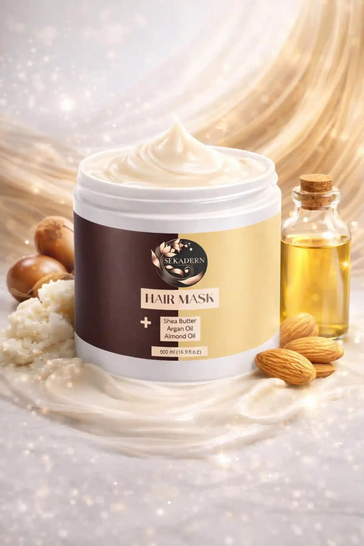 Sekadern Shea Badem ve Argan Yağı Özlü Keratin Saç Maskesi Doğal Bakım ve Parlaklık Sağlar