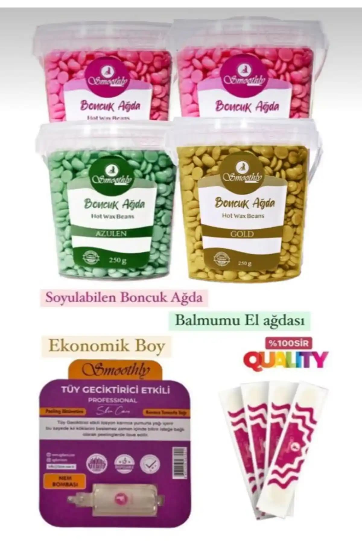 Smoothly Soyulabilir Boncuk Ağda Seti ve Karınca Yumurta Yağı ile Profesyonel Cilt Bakımı