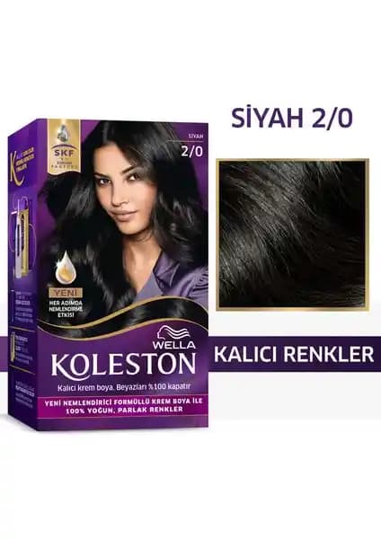Wella Koleston Kit Saç Boyası 2/0 Siyah - Derin ve Parlak Siyah Tonlar İçin Yenilikçi Formül