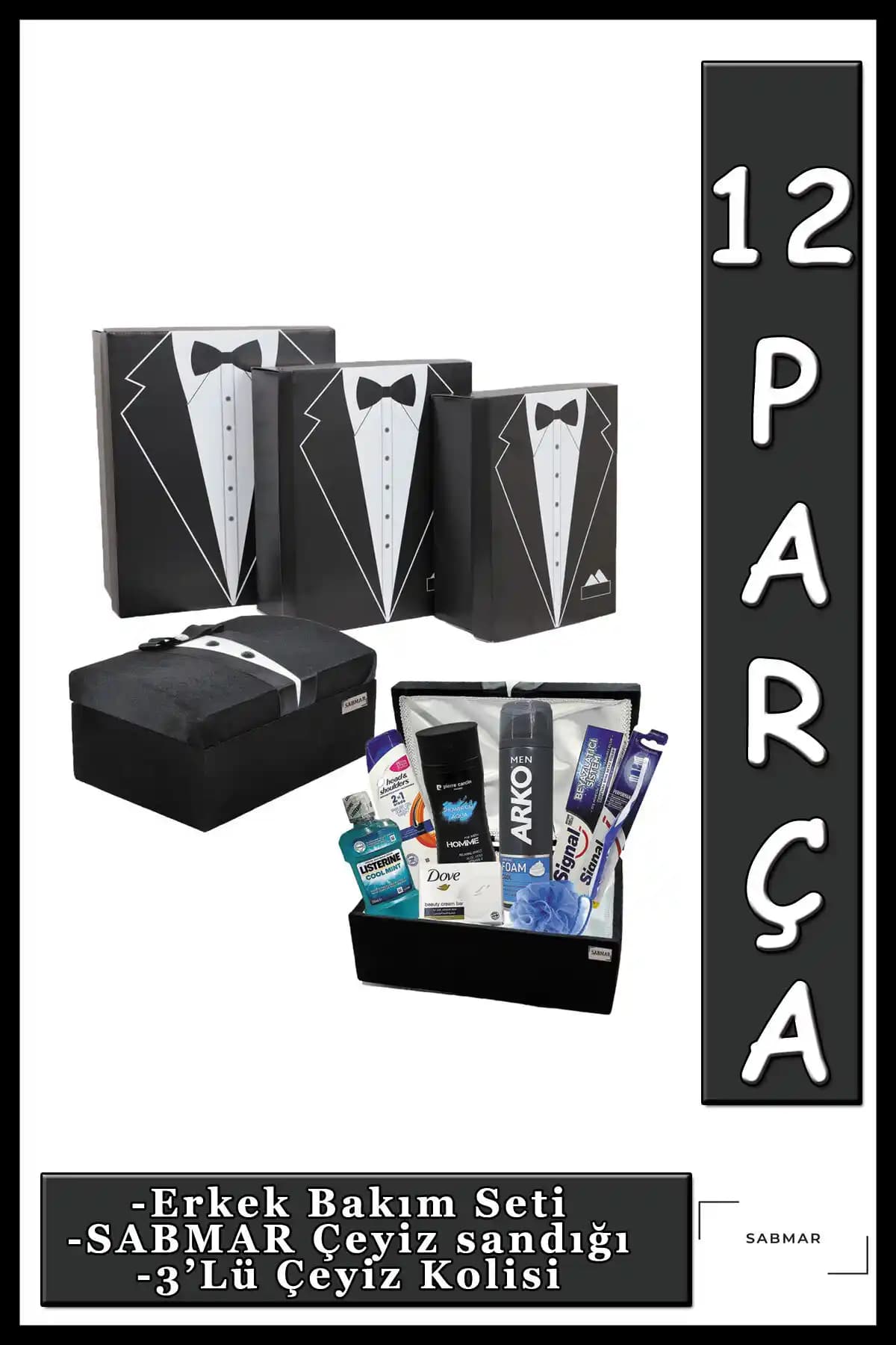 Arko Men Damat Çeyiz Sandık Bohça Seti ve Erkek Bakım Ürünleri Detayları