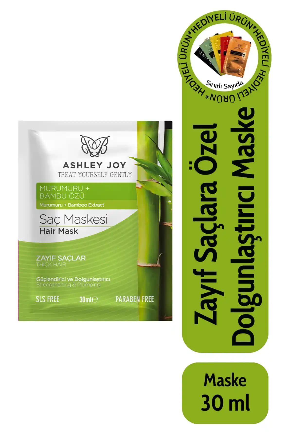 Ashley Joy Zayıf Saçlar İçin Bambu İçeren Güçlendirici ve Dolgunlaştırıcı Maske