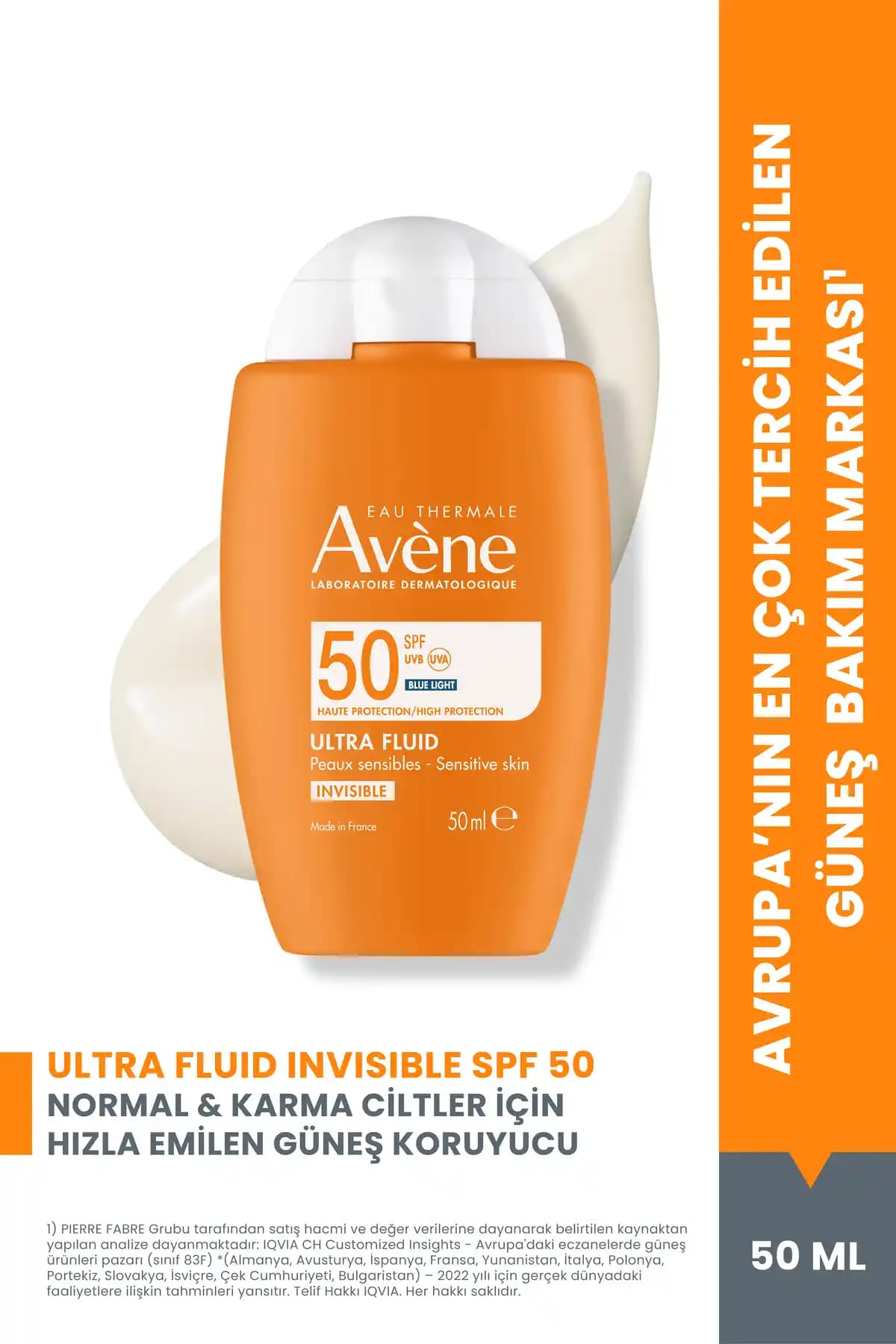Avene Ultra Fluid Invisible SPF 50 Güneş Kremi Hassas ve Karma Ciltler İçin Yüksek Koruma